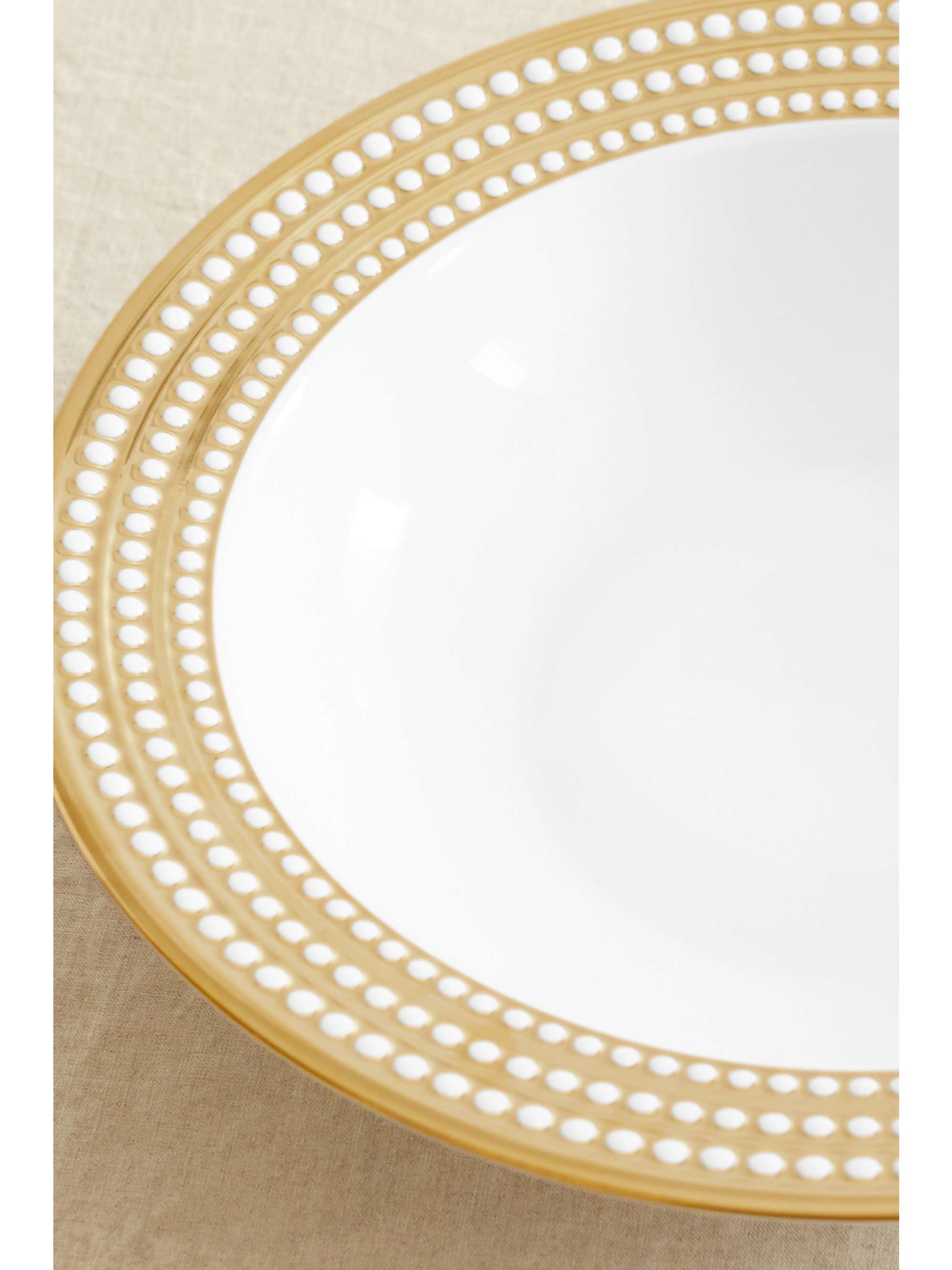 L'OBJET Perlée 37cm gold-plated porcelain bowl