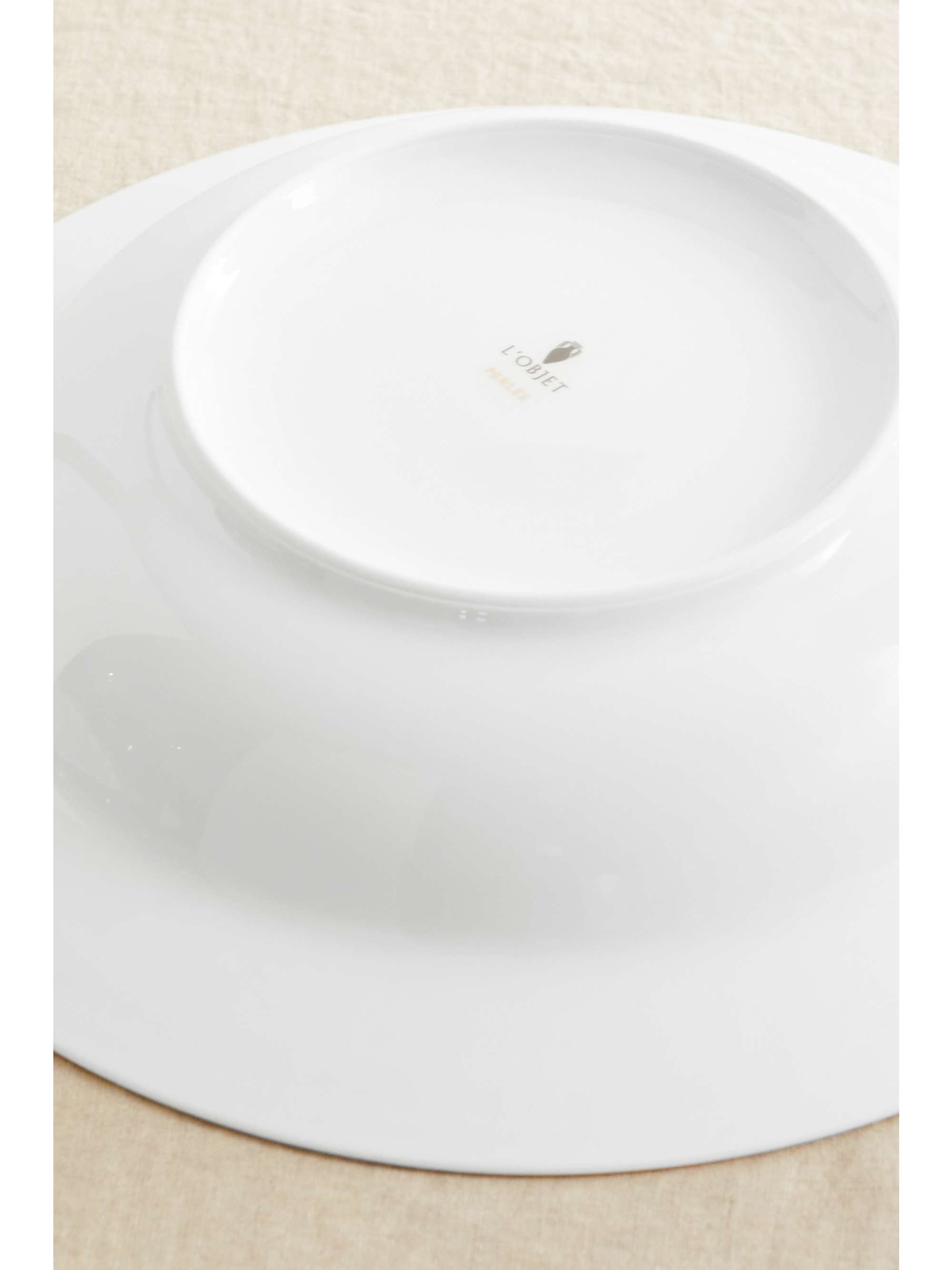 L'OBJET Perlée 37cm gold-plated porcelain bowl