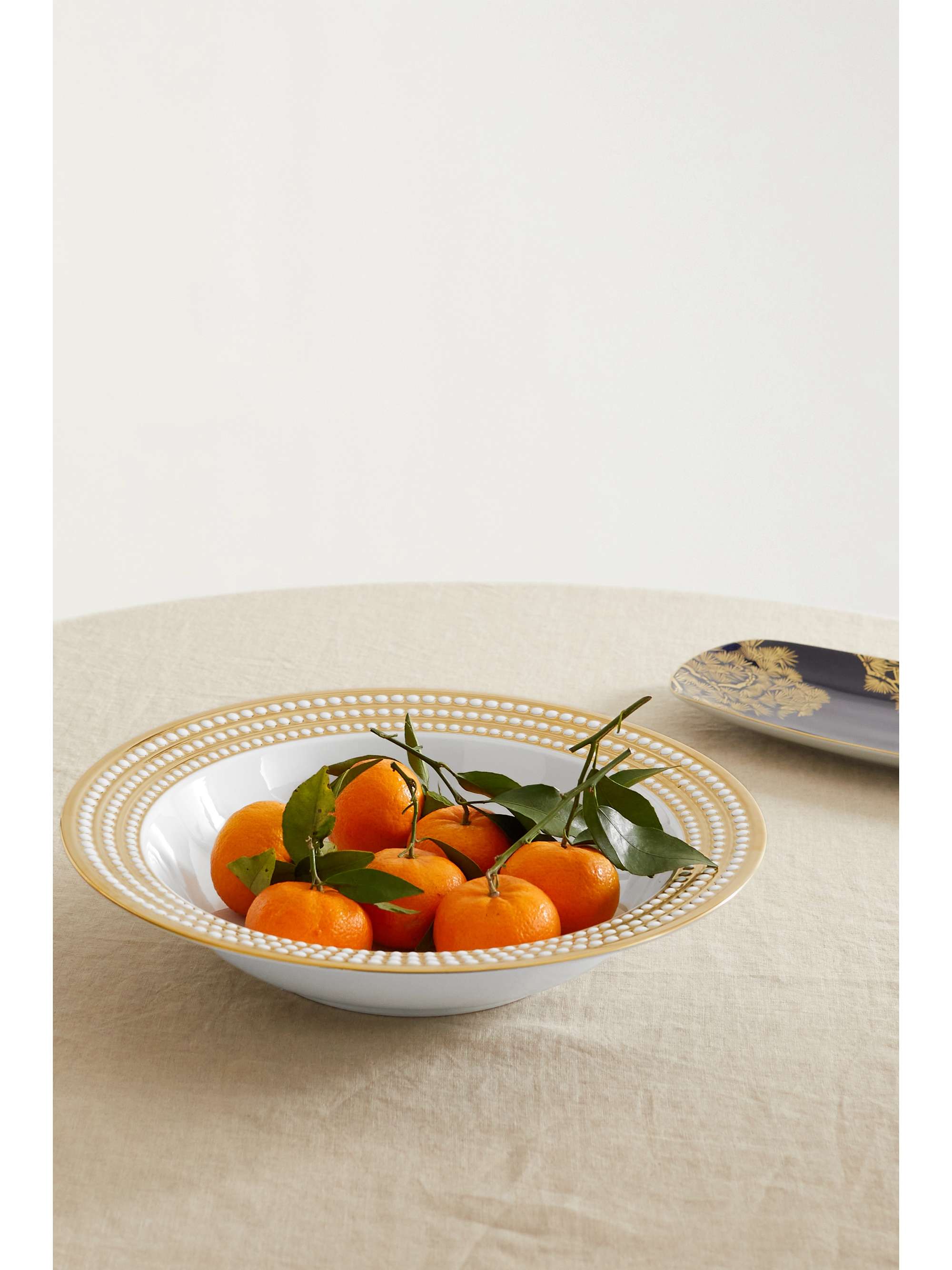 L'OBJET Perlée 37cm gold-plated porcelain bowl