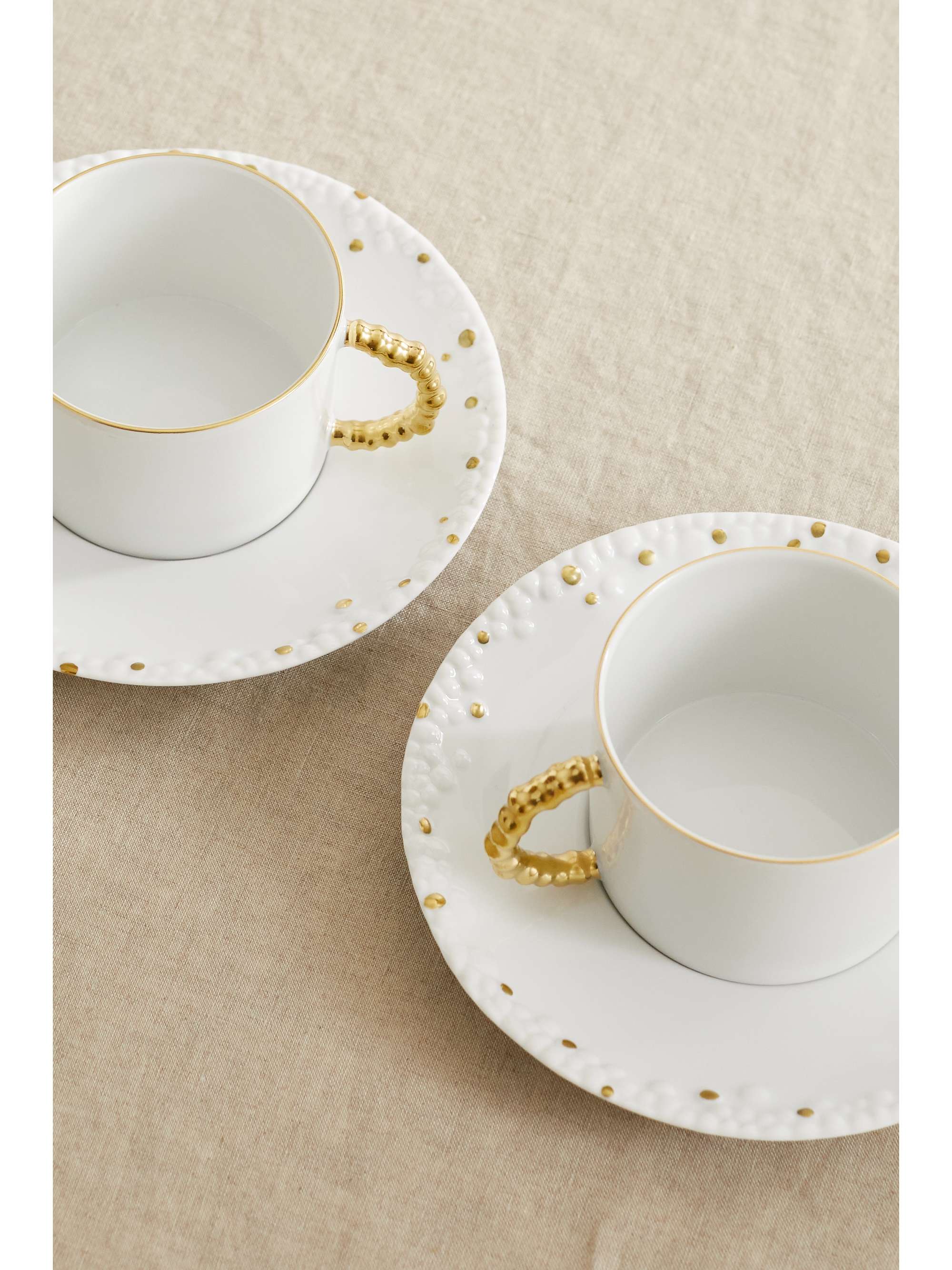 L'OBJET Service à thé en porcelaine plaquée or Perlée