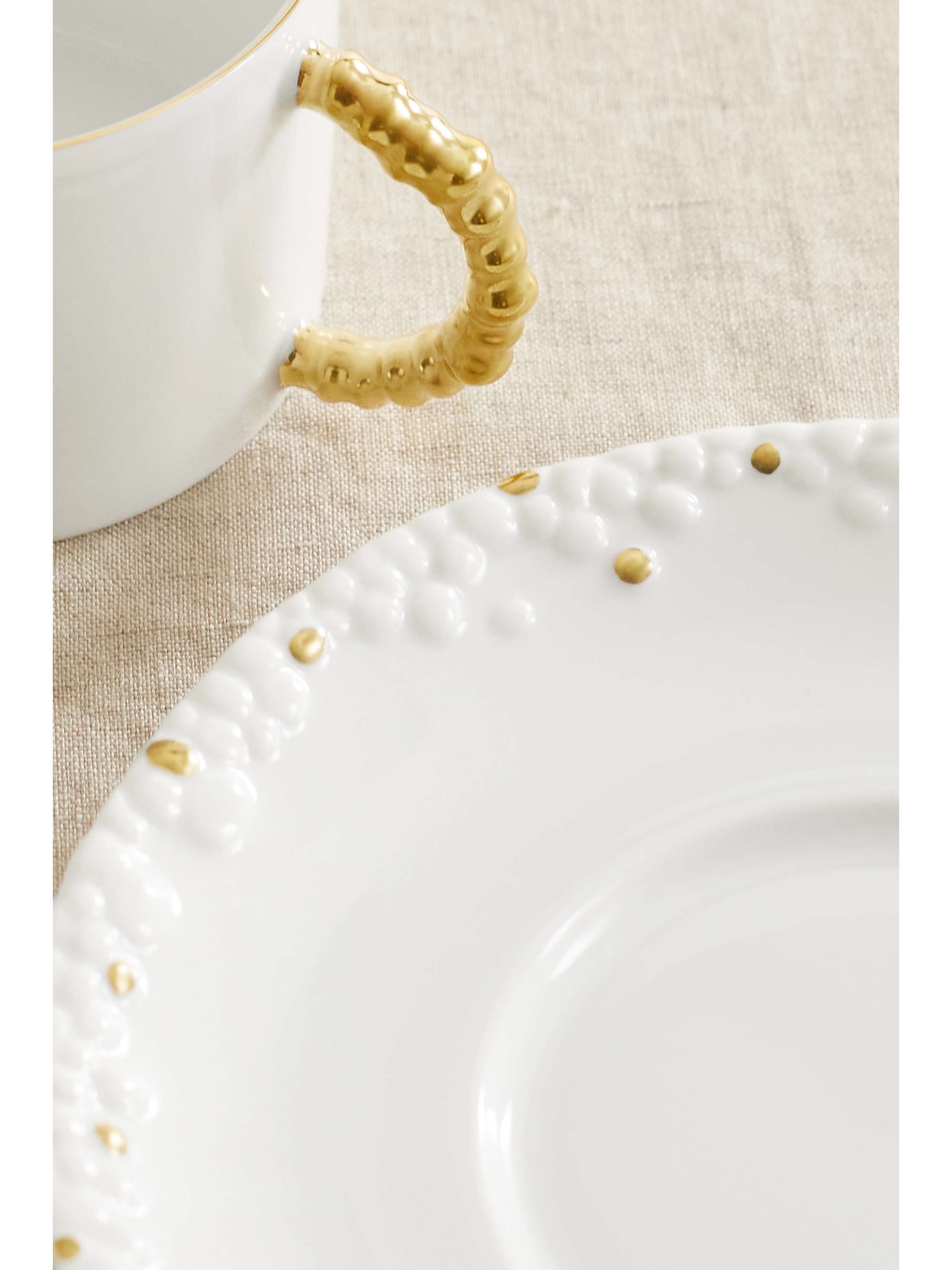 L'OBJET Service à thé en porcelaine plaquée or Perlée