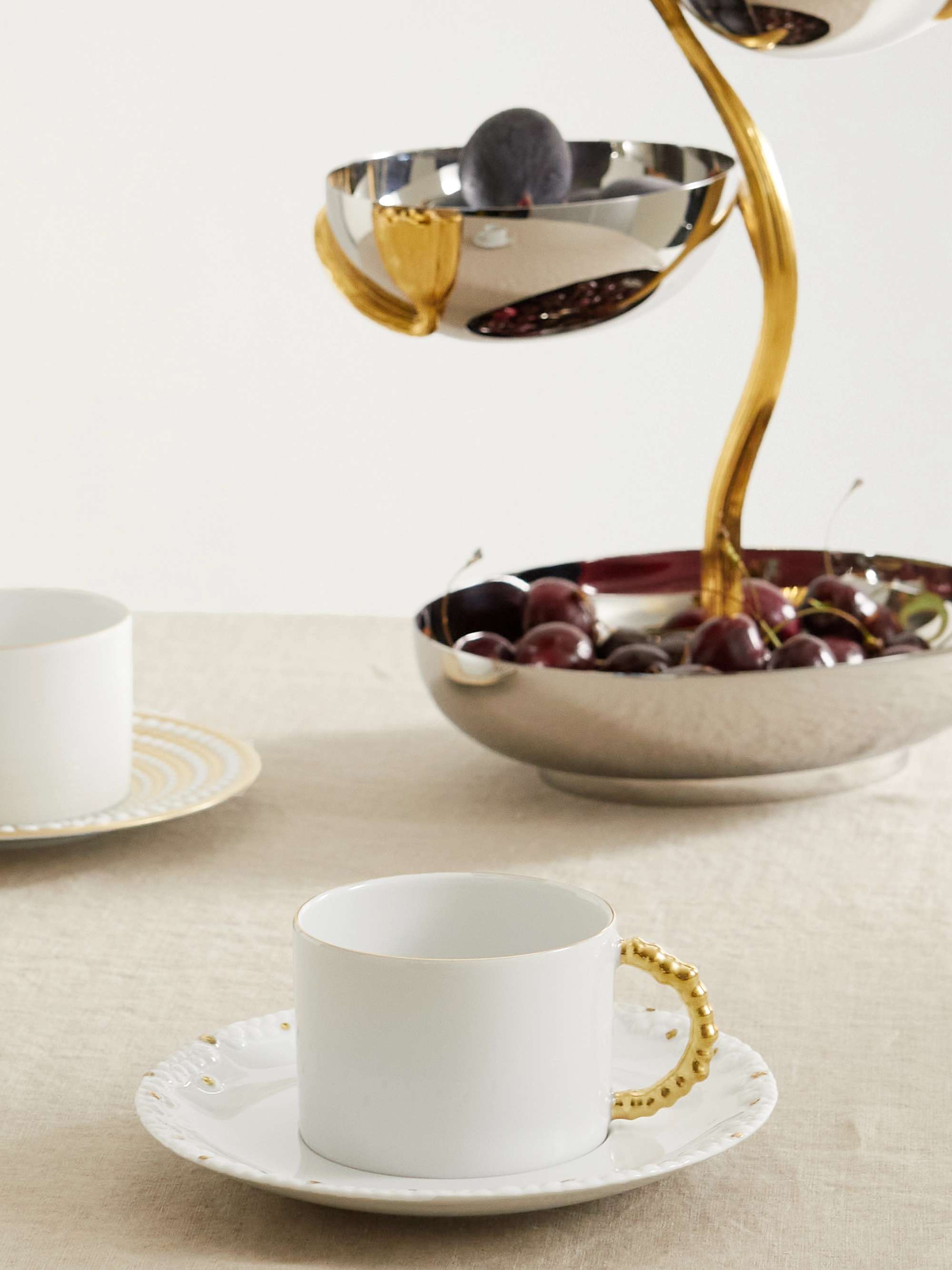 L'OBJET Service à thé en porcelaine plaquée or Perlée