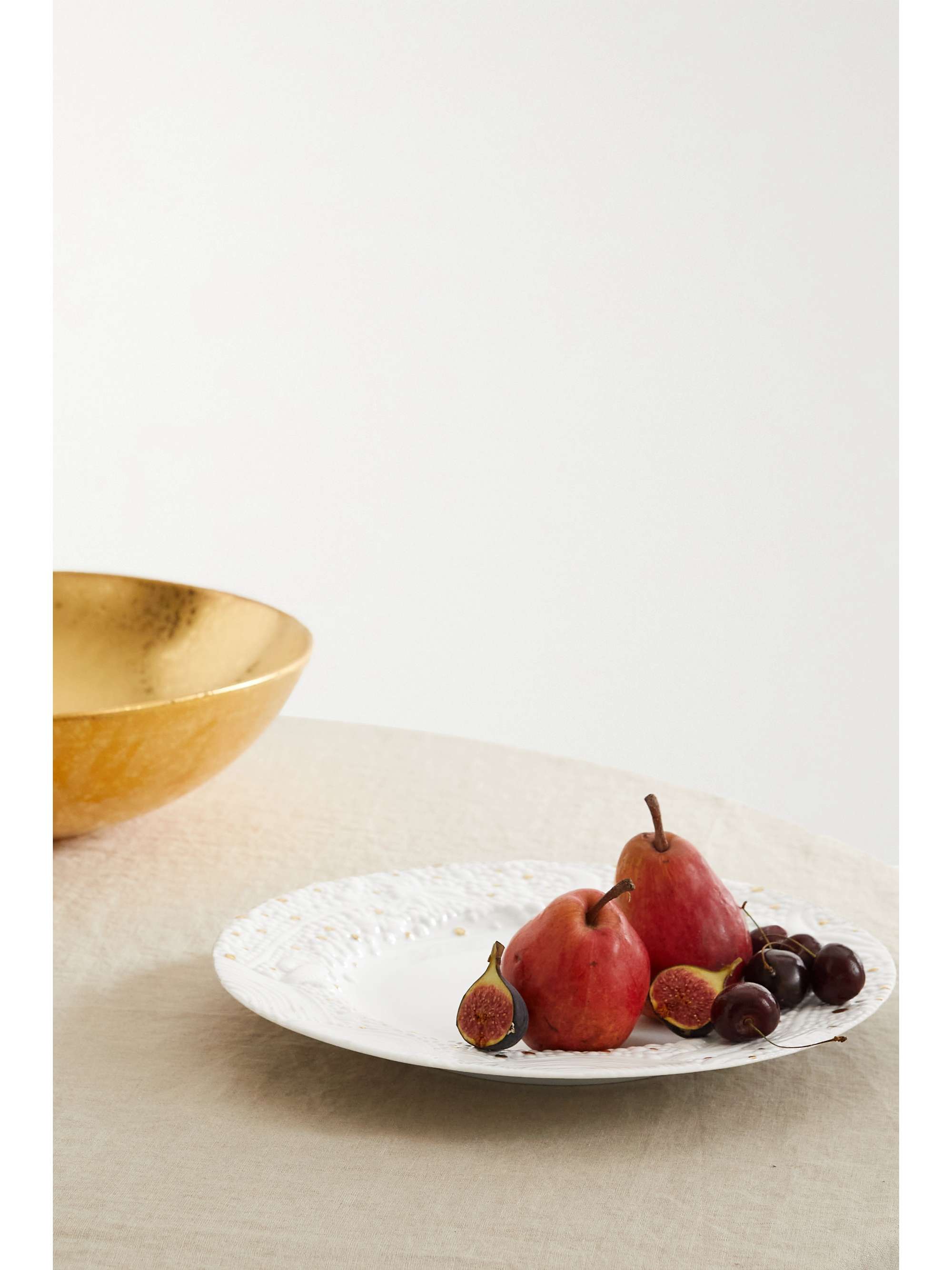 L'OBJET Assiette de présentation en porcelaine plaquée or Mojave Desert x Haas Brothers, 32 cm