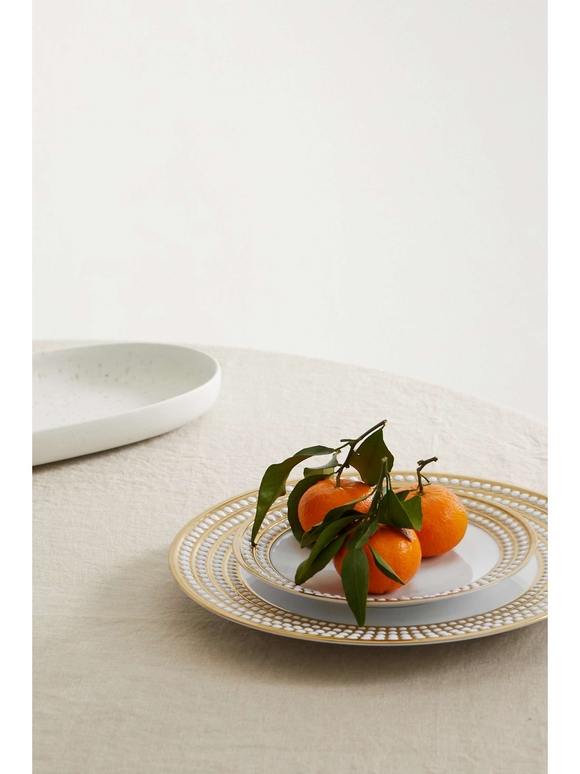 L'OBJET Perlée 22cm gold-plated porcelain dessert plate