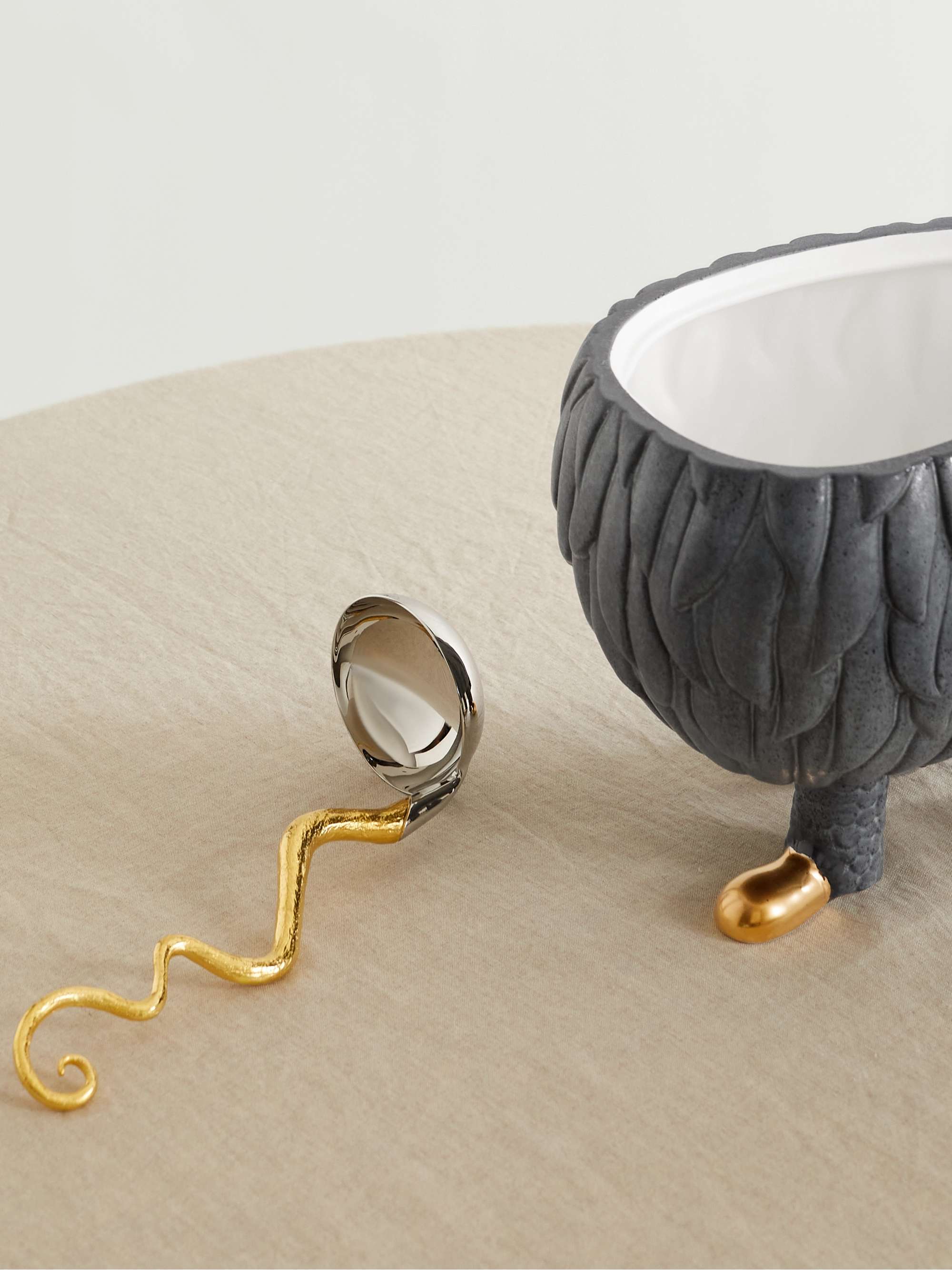 L'OBJET + Haas Brothers Lukas Soup Monster 33cm gold-plated earthenware tureen set