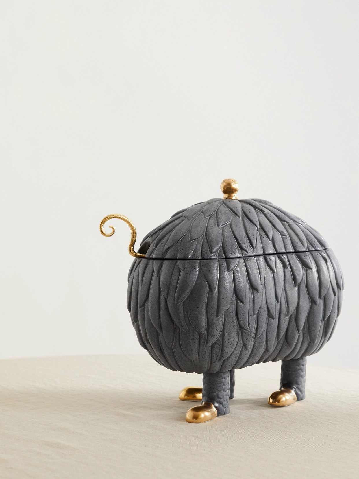 L'Objet - + Haas Brothers Lukas Soup Monster 33cm Gold-plated Earthenware Tureen Set - Gray