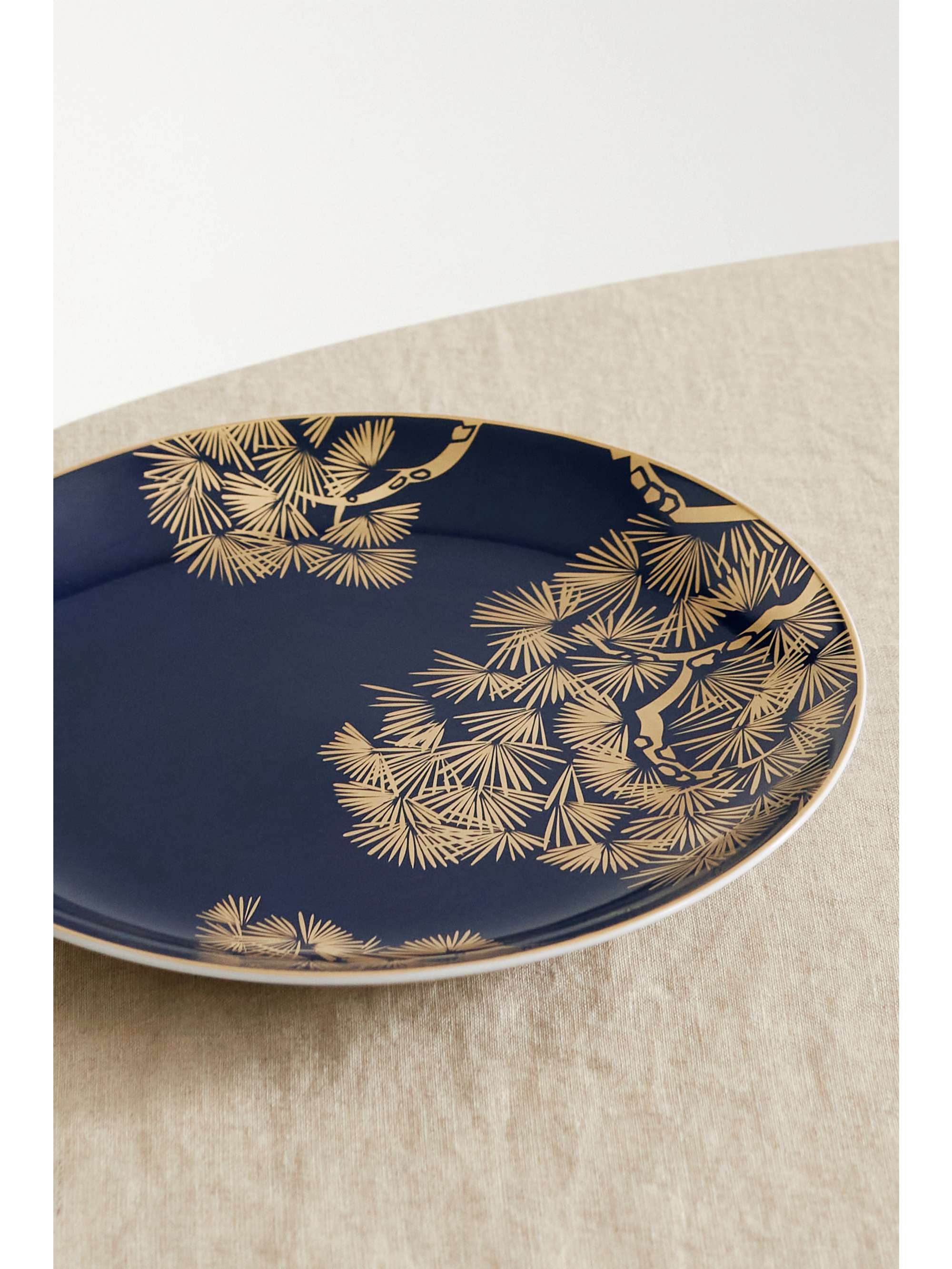 L'OBJET Zen Bonsai set of four 20cm gold-plated porcelain plates