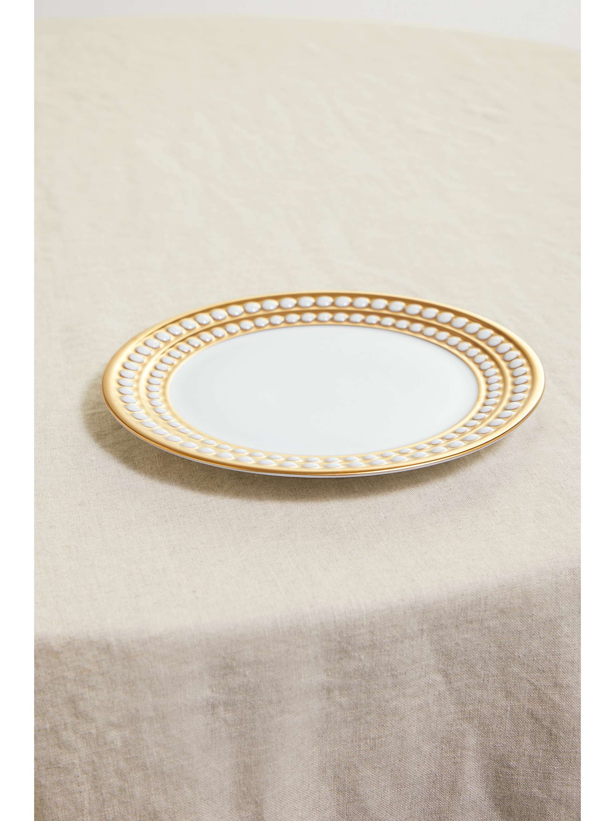 L'OBJET Perlée 17cm gold-plated porcelain bread and butter plate