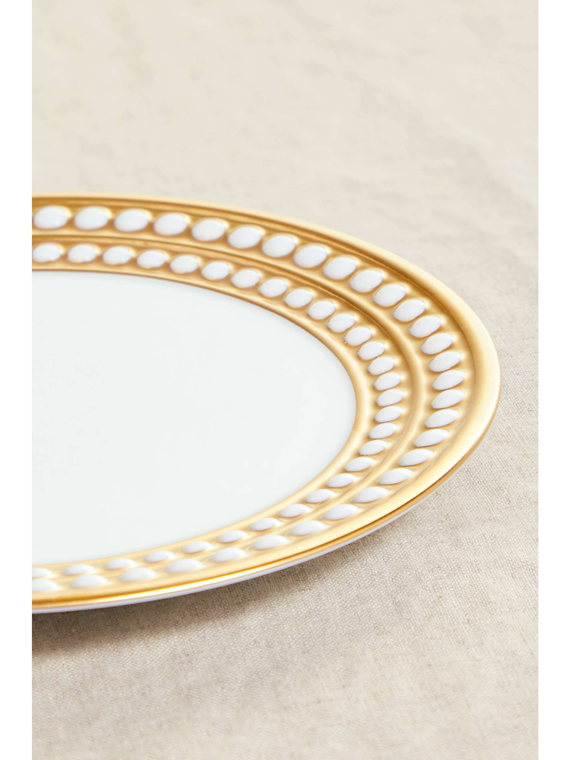 L'OBJET Perlée 17cm gold-plated porcelain bread and butter plate