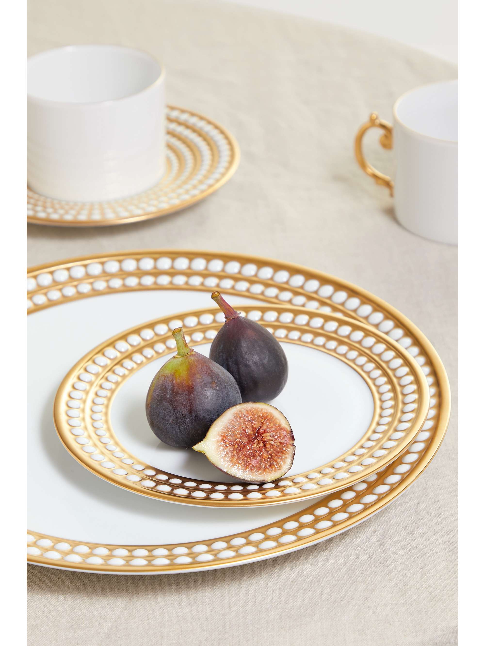 L'OBJET Perlée 17cm gold-plated porcelain bread and butter plate