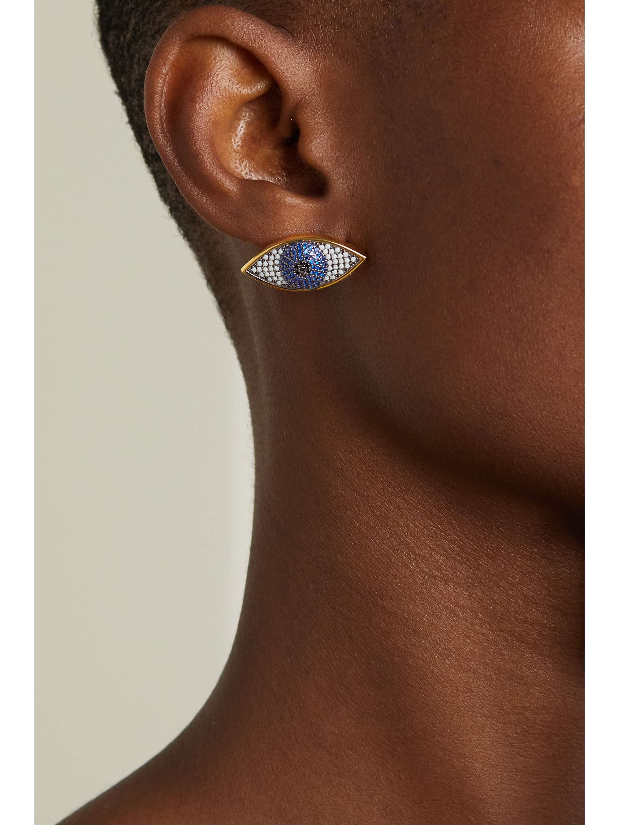 BEGÜM KHAN Boucles d'oreilles en plaqué or et cristaux Nazar Mini