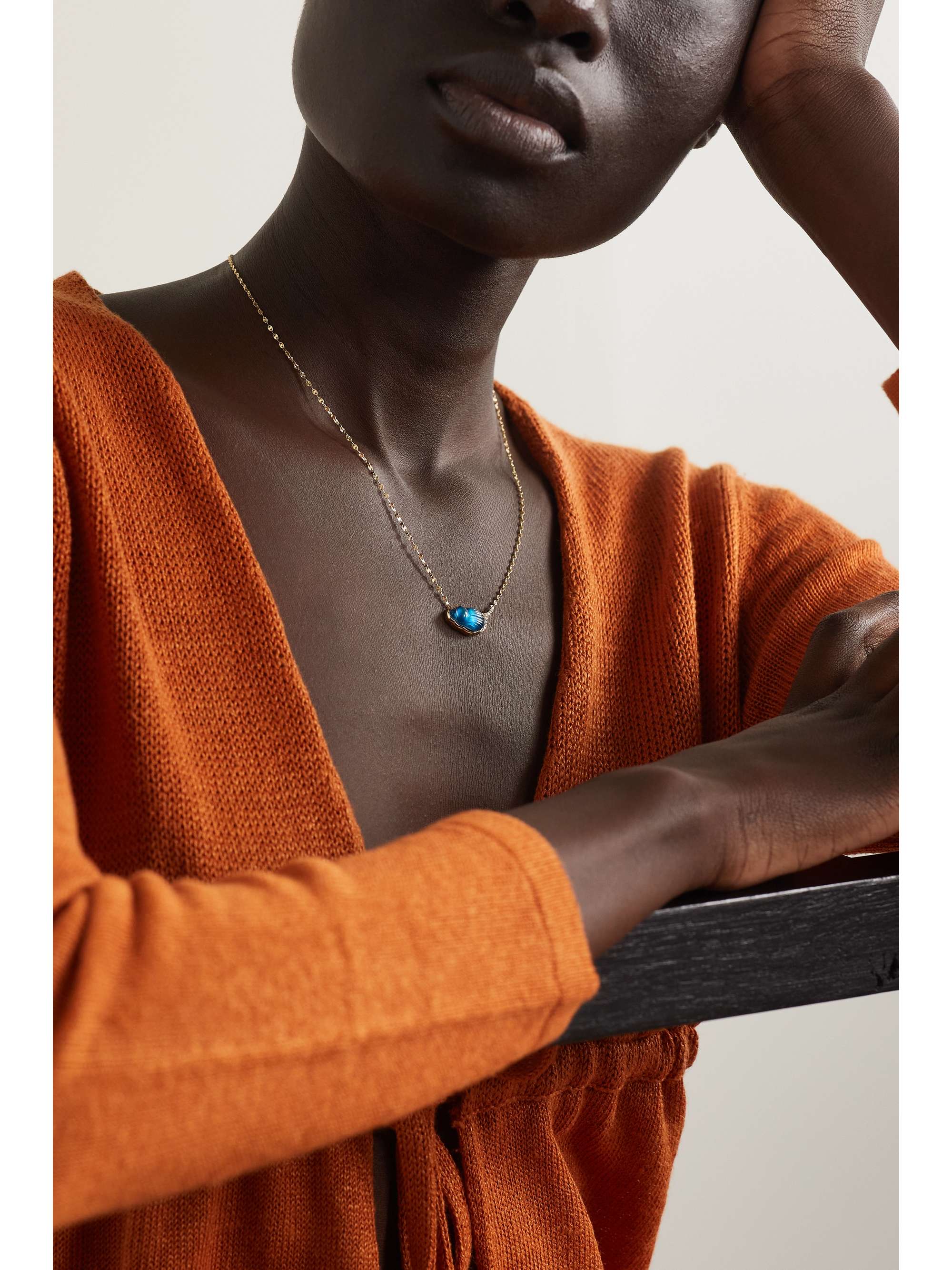 LITO Small Sienna 14-karat gold, chalcedony and diamond necklace