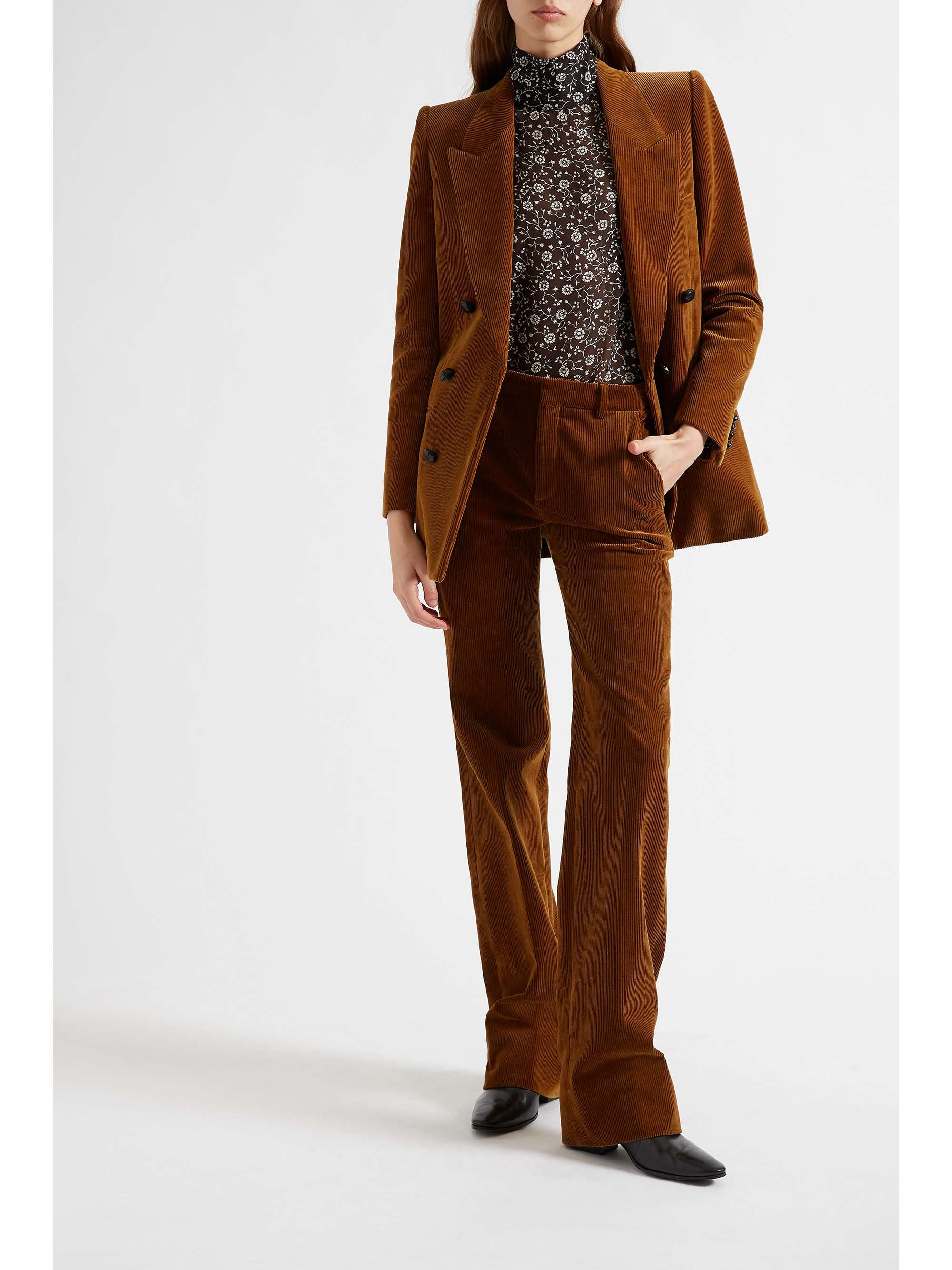 SAINT LAURENT Double-breasted cotton-corduroy blazer