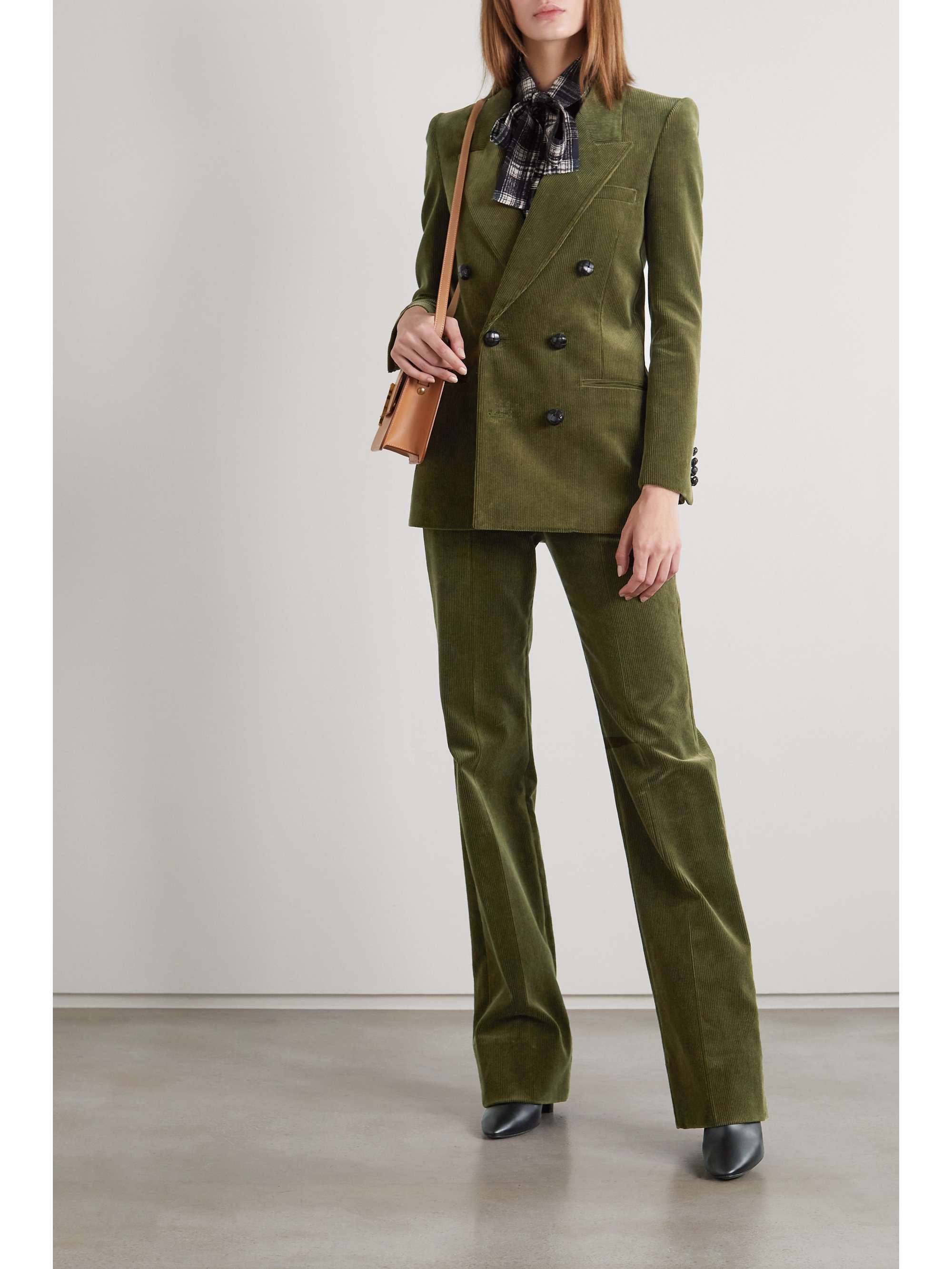 SAINT LAURENT Double-breasted cotton-corduroy blazer