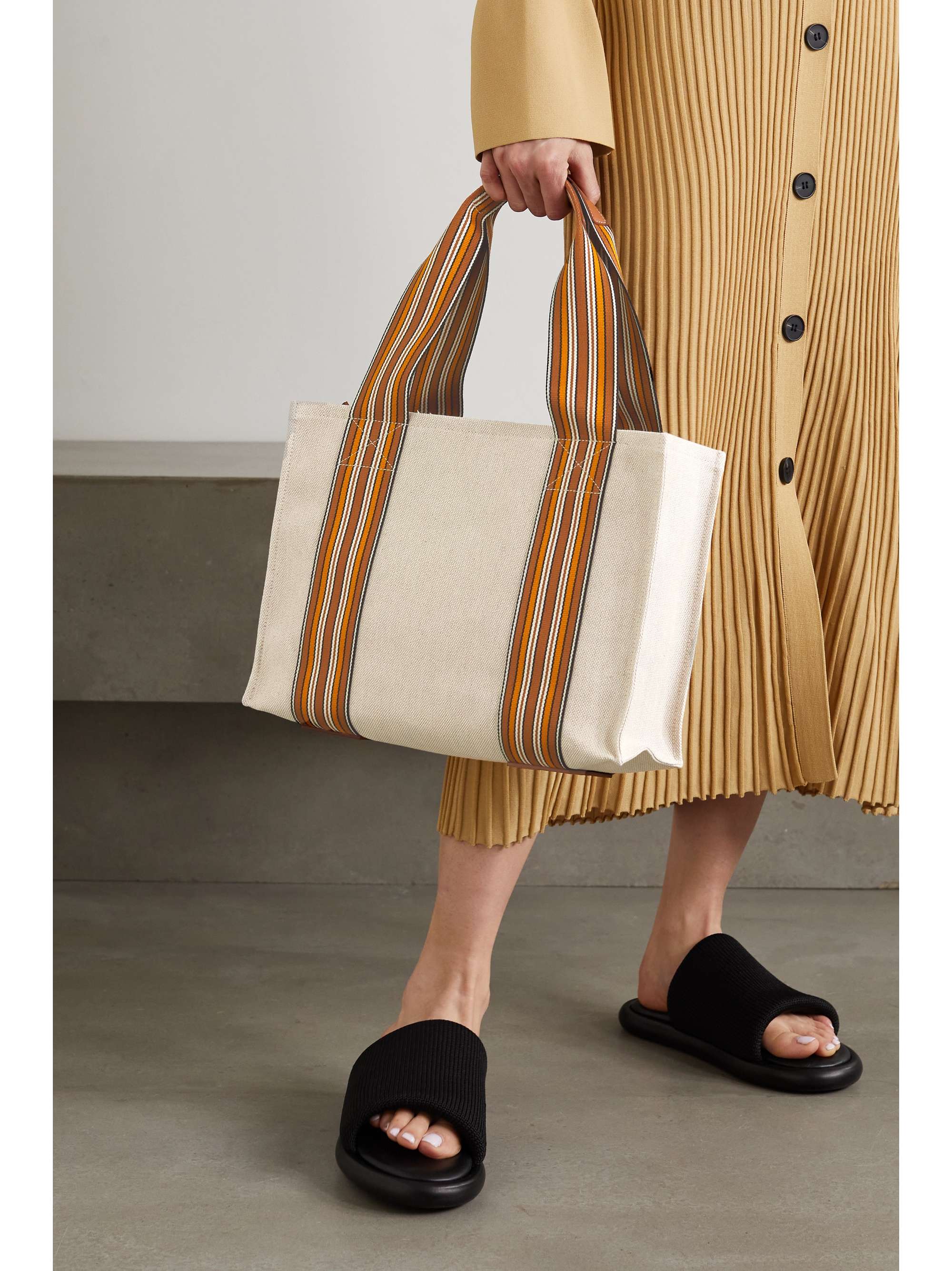 striped canvas tote
