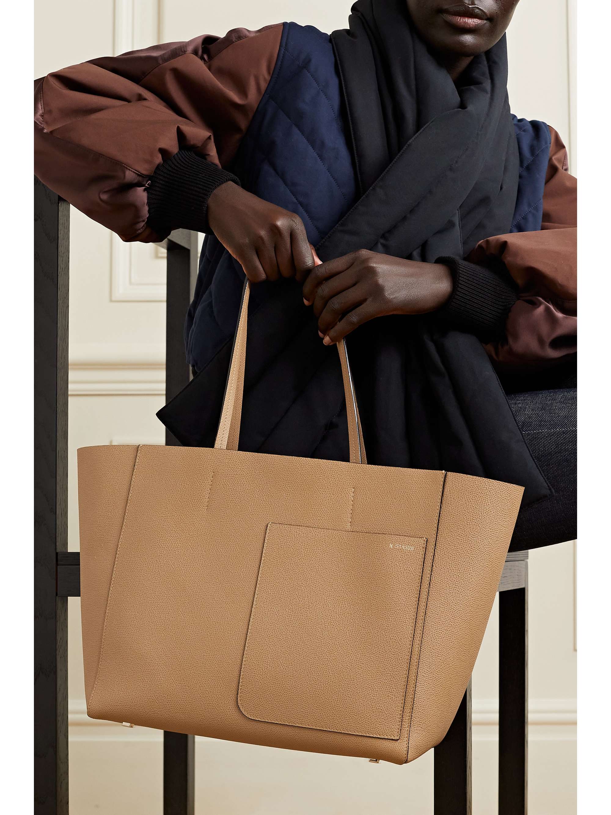 VALEXTRA Shopping textured-leather tote