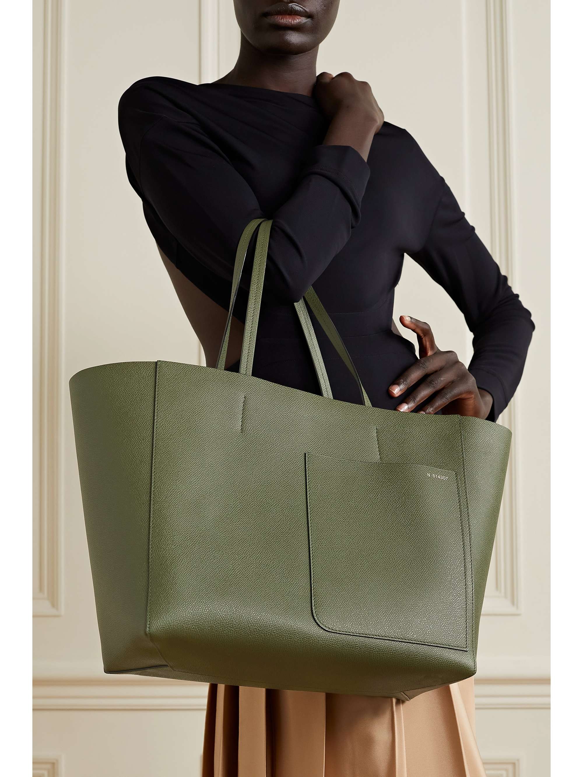 Shopping textured-leather tote