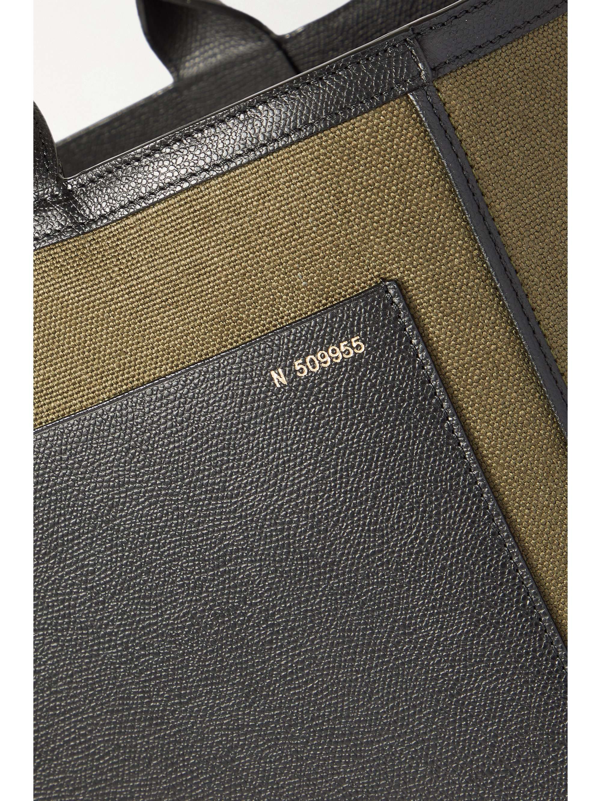 VALEXTRA Shopping two-tone leather-trimmed canvas tote