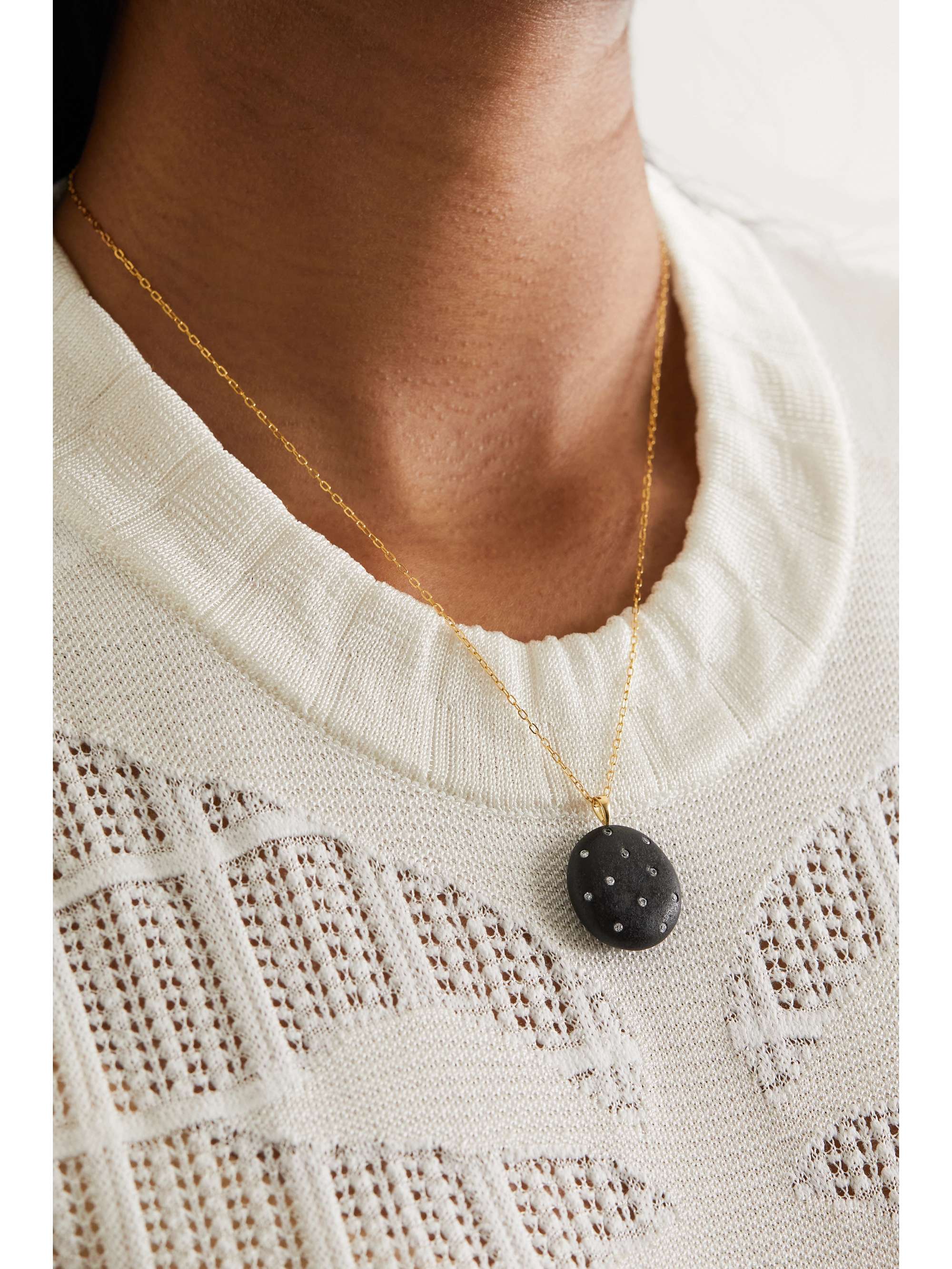 CVC STONES Midnight Kette aus 18 Karat Gold mit Kieselstein und Diamanten