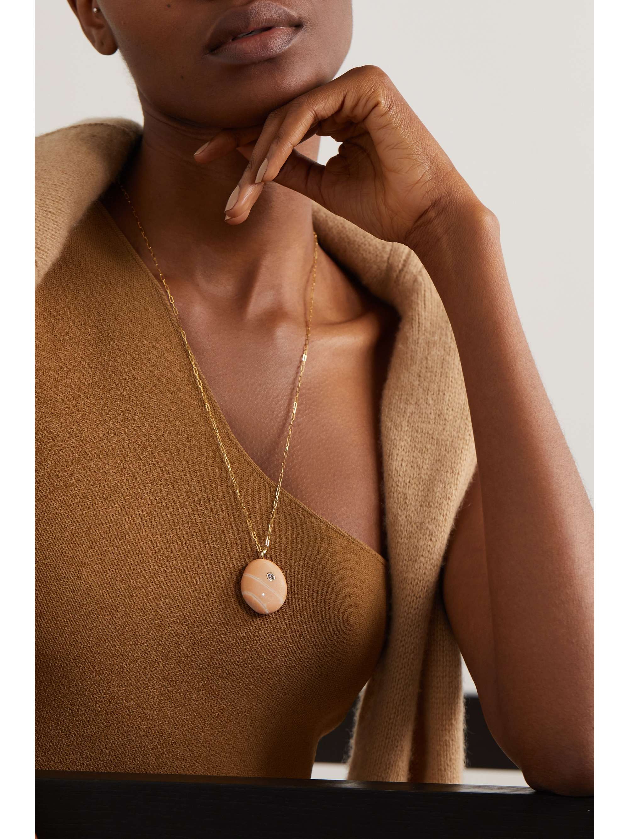 CVC STONES Blush 18-karat gold, stone and diamond necklace