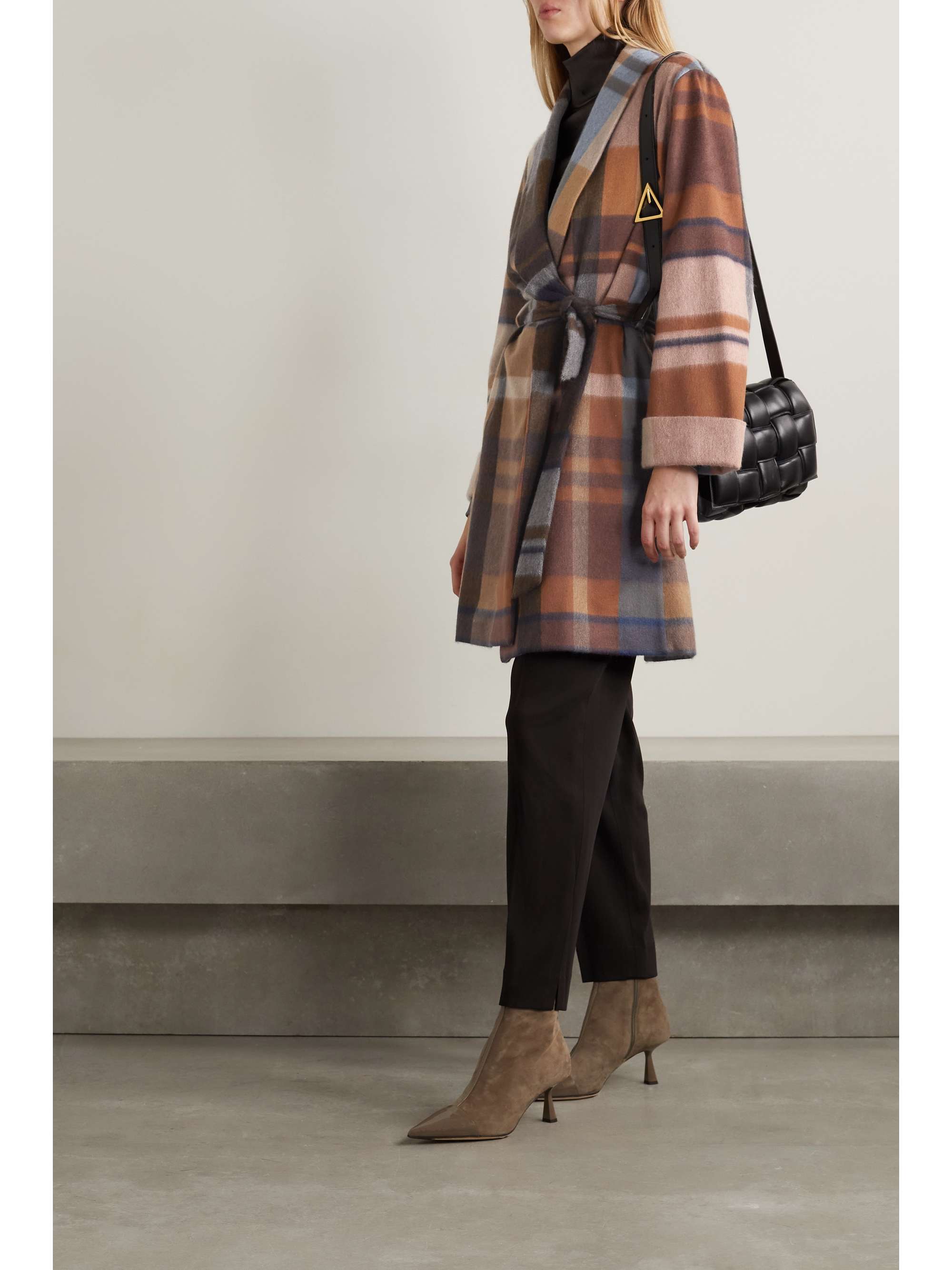 LORO PIANA Belted checked cashmere robe | NET-A-PORTER