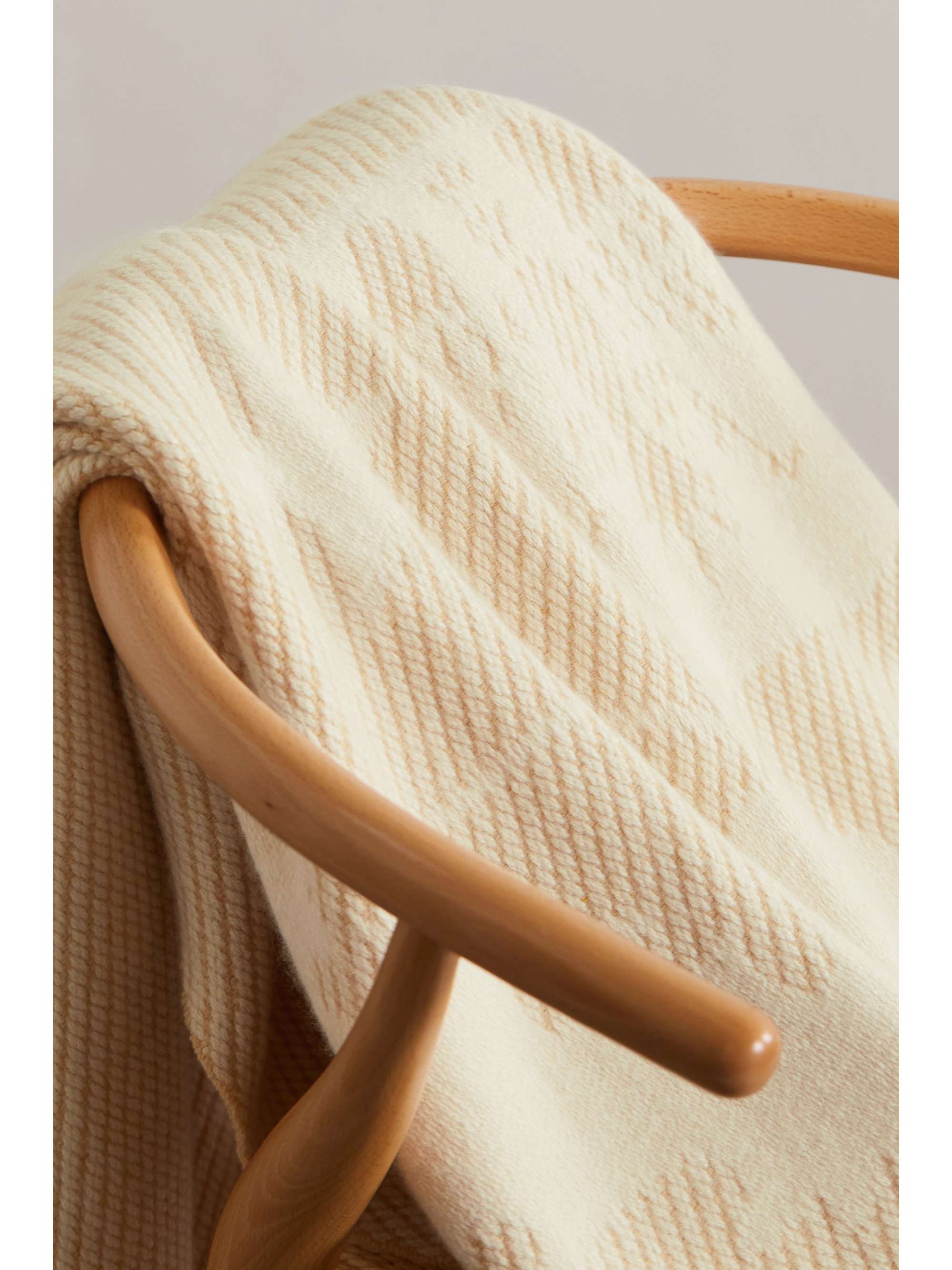 LORO PIANA Fringed logo-jacquard cashmere blanket