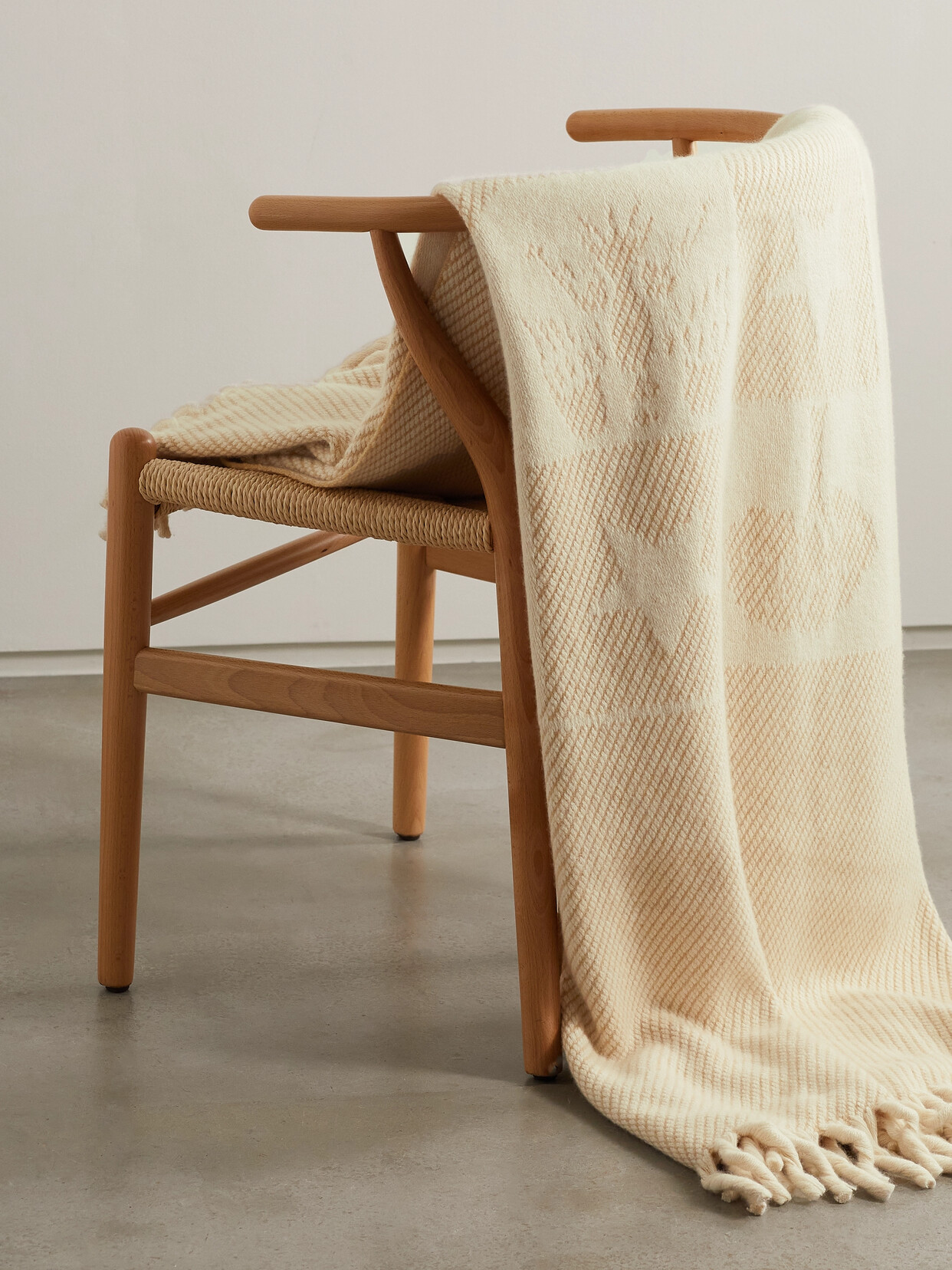 Loro Piana - Fringed Logo-jacquard Cashmere Blanket - Sand
