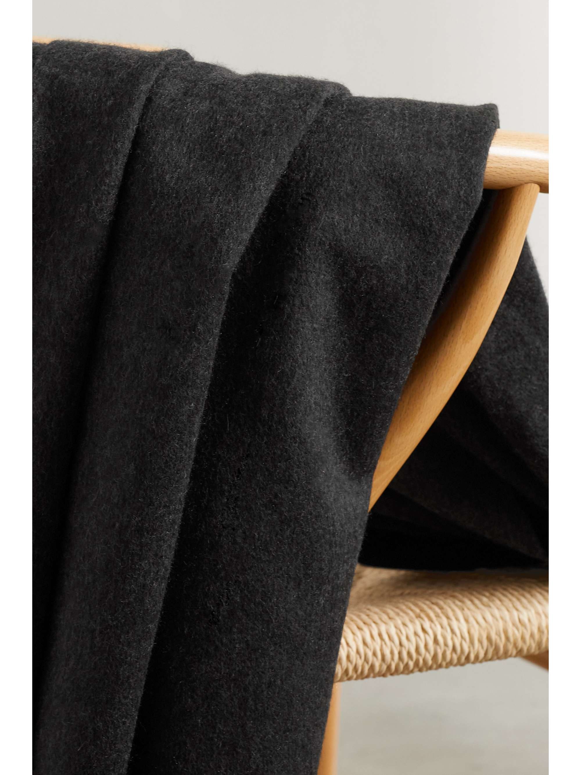 LORO PIANA Fringed embroidered cashmere throw
