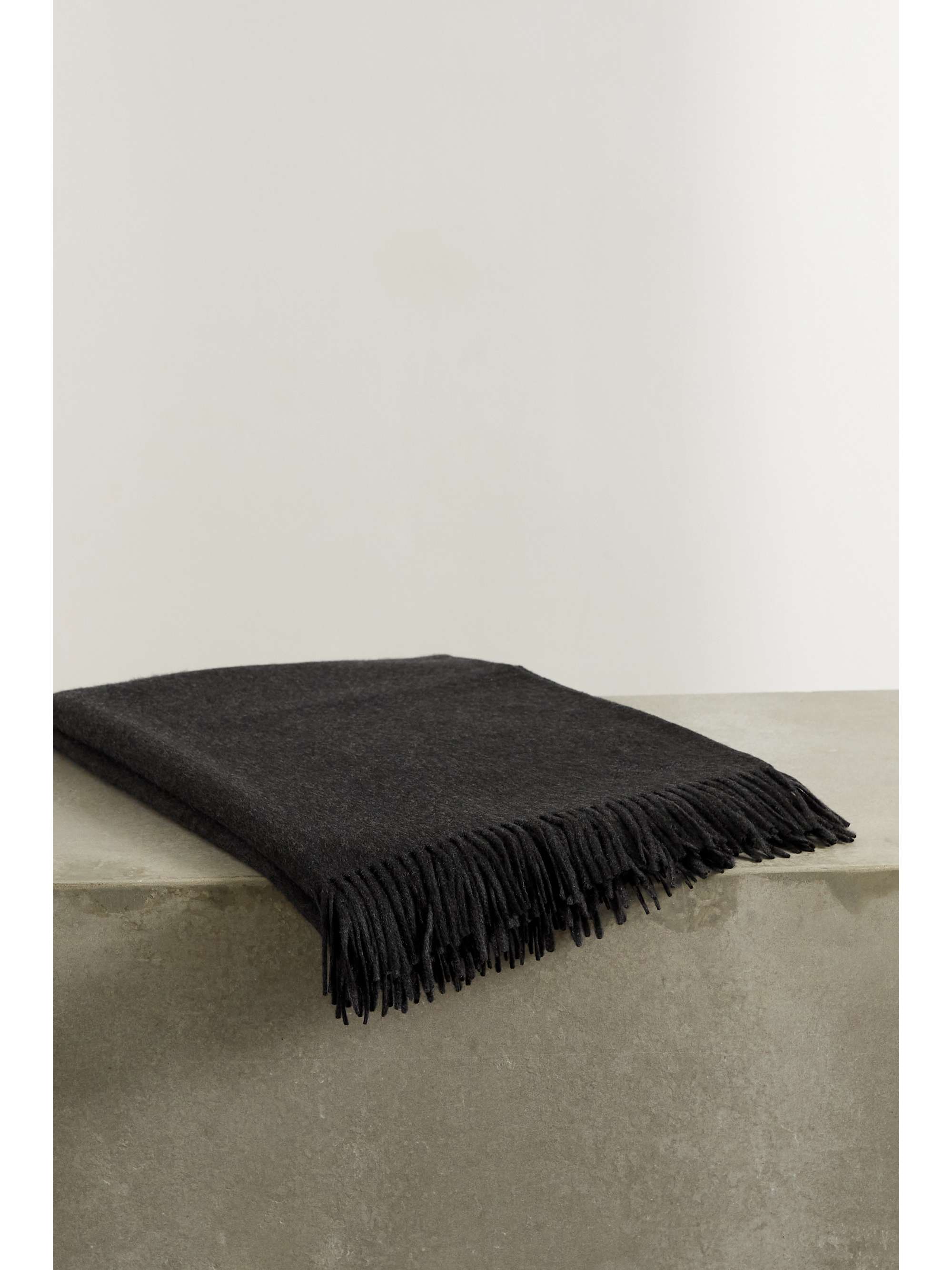 LORO PIANA Fringed embroidered cashmere throw