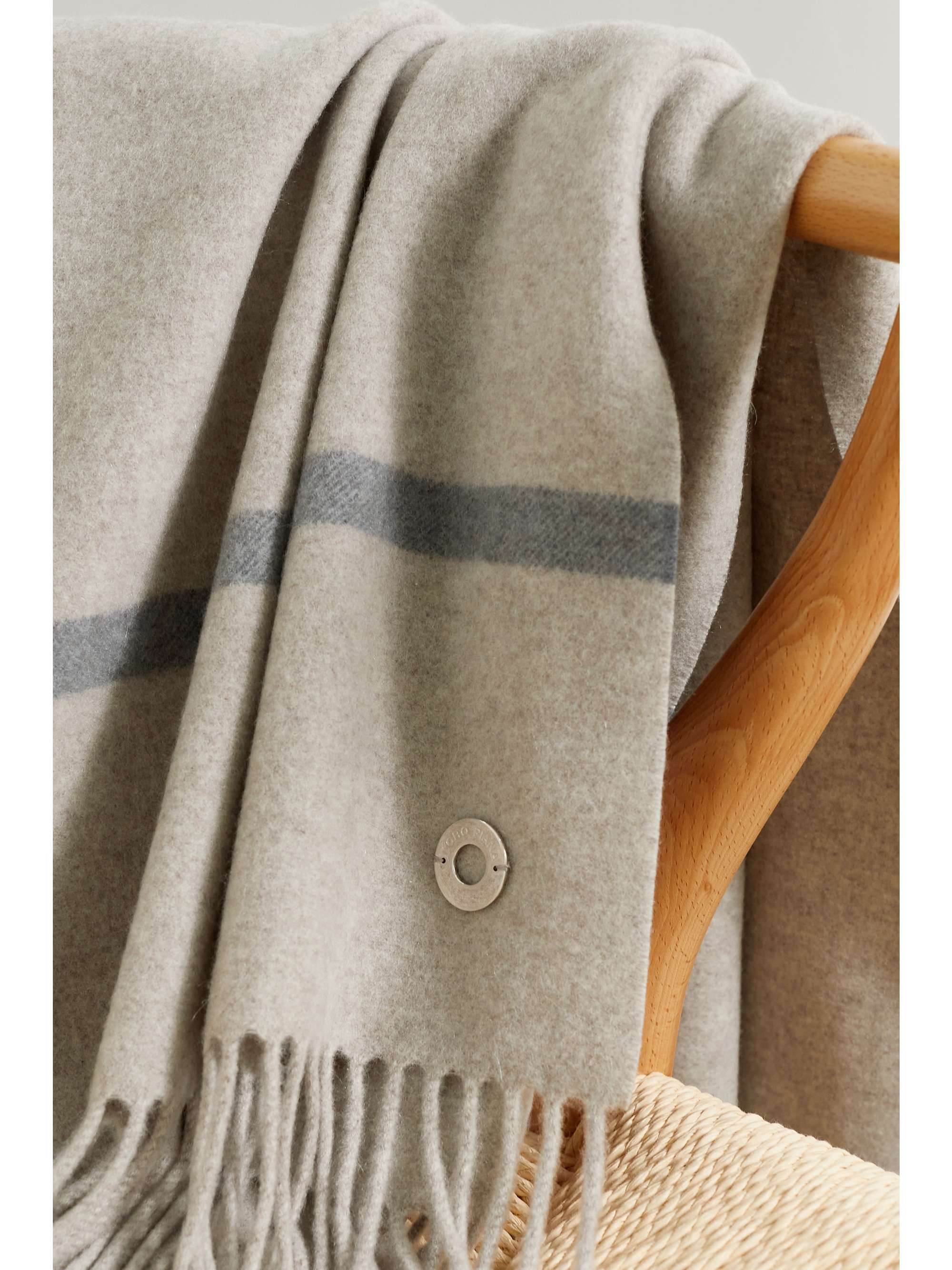 LORO PIANA Fringed cashmere blanket