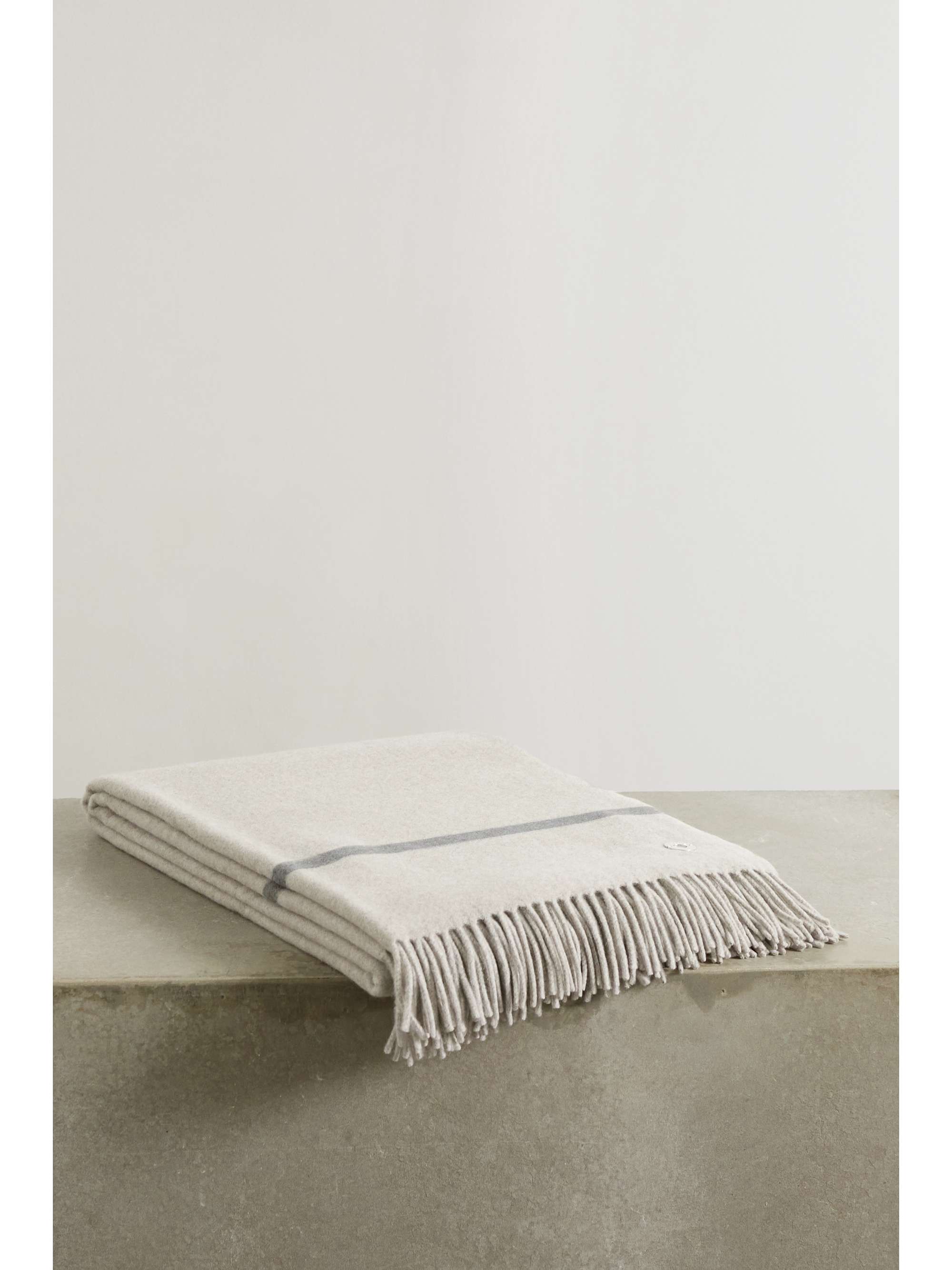 LORO PIANA Fringed cashmere blanket