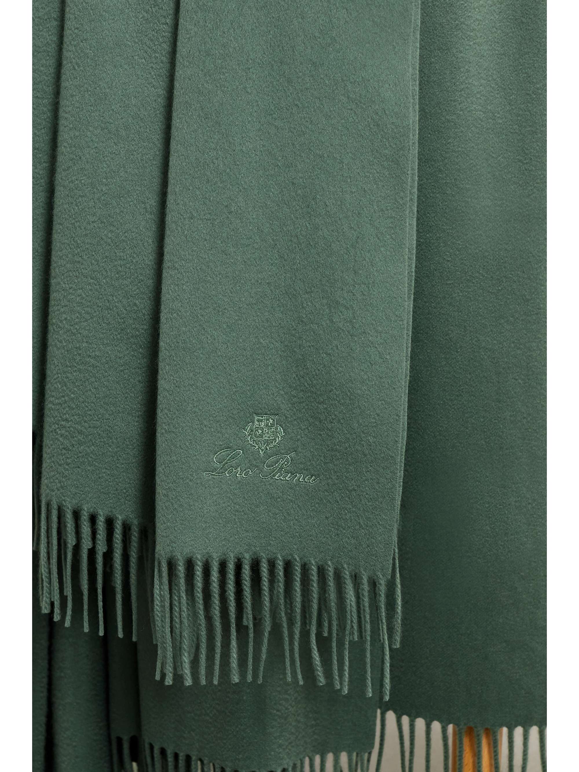 LORO PIANA Fringed embroidered cashmere throw