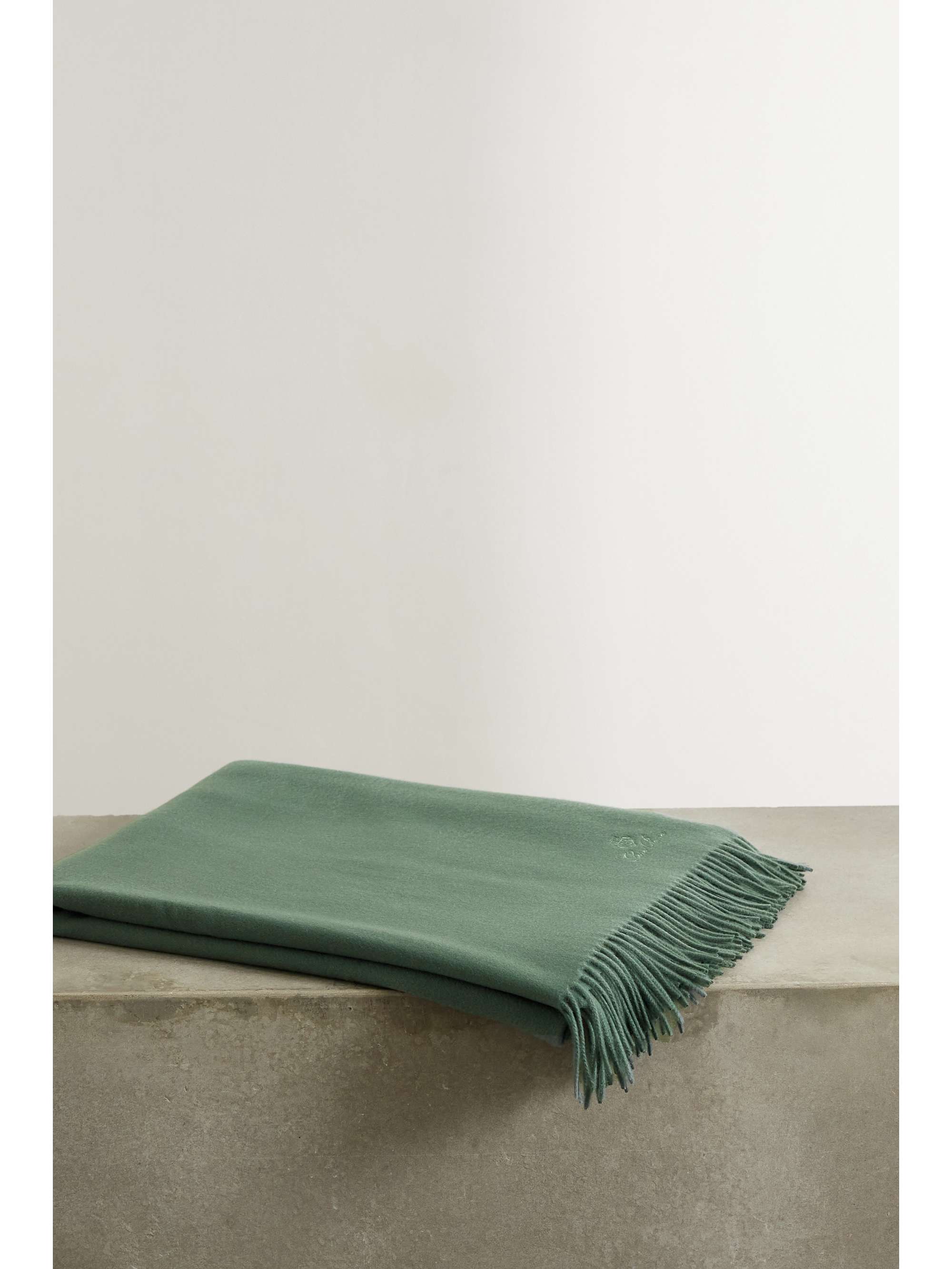 LORO PIANA Fringed embroidered cashmere throw