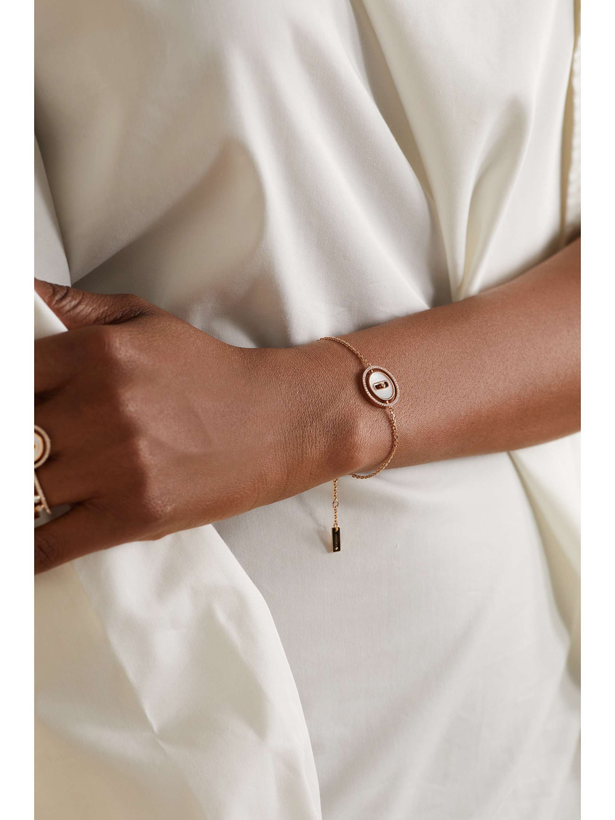 MESSIKA Lucky Move 18-karat rose gold, mother-of-pearl and diamond bracelet
