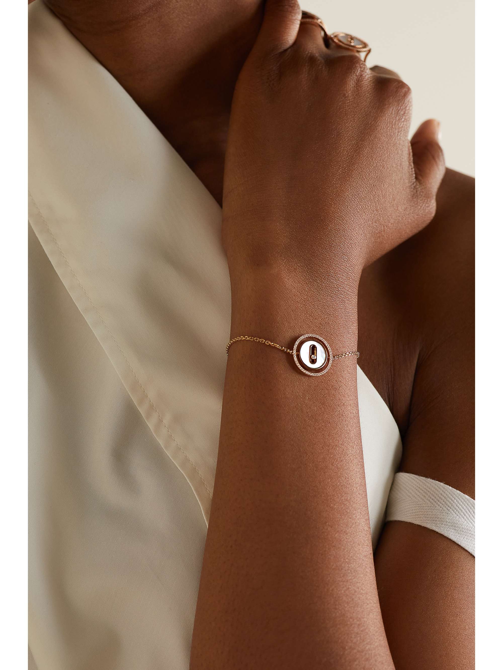 MESSIKA Lucky Move 18-karat rose gold, mother-of-pearl and diamond bracelet