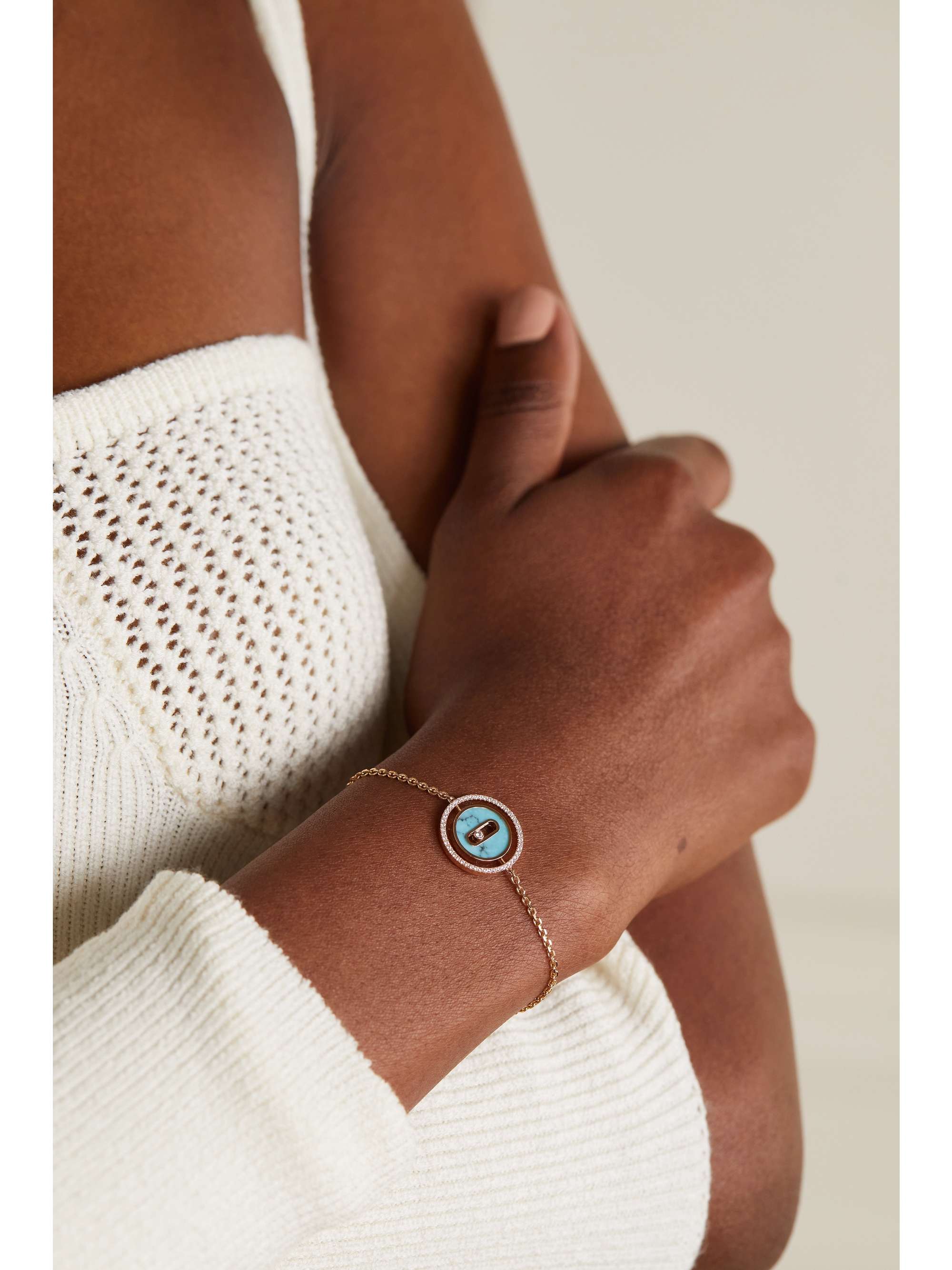 MESSIKA Lucky Move 18-karat rose gold, mother-of-pearl and diamond bracelet