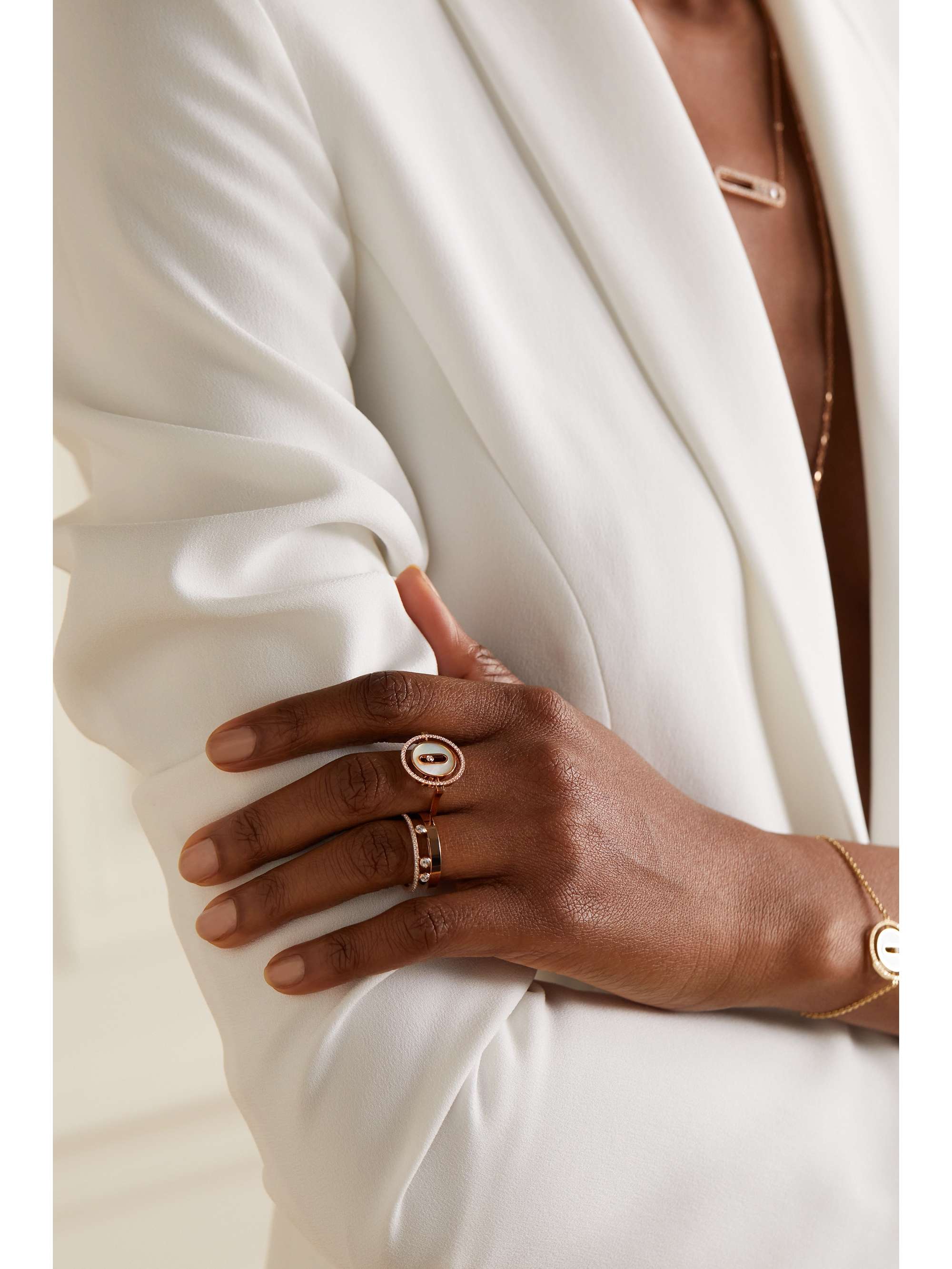 MESSIKA Lucky Move 18-karat rose gold, turquoise and diamond ring