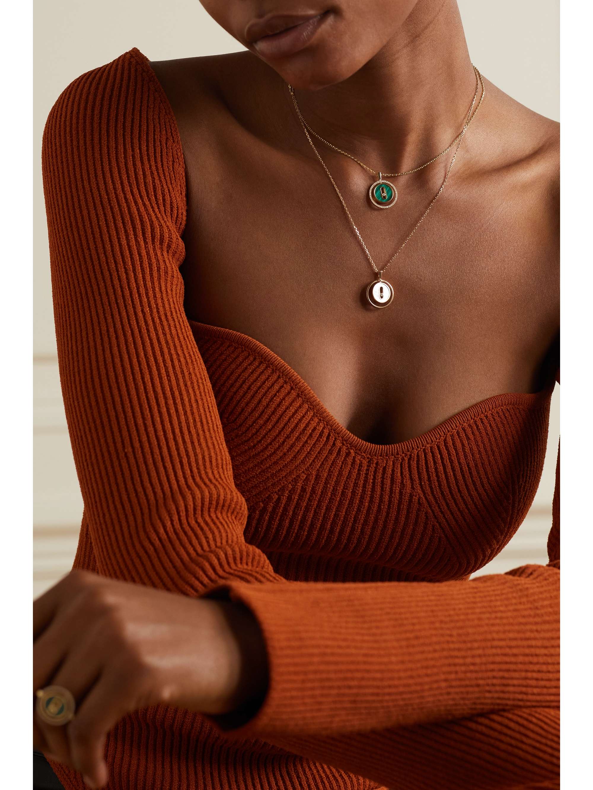 MESSIKA Lucky Move 18-karat rose gold, turquoise and diamond necklace