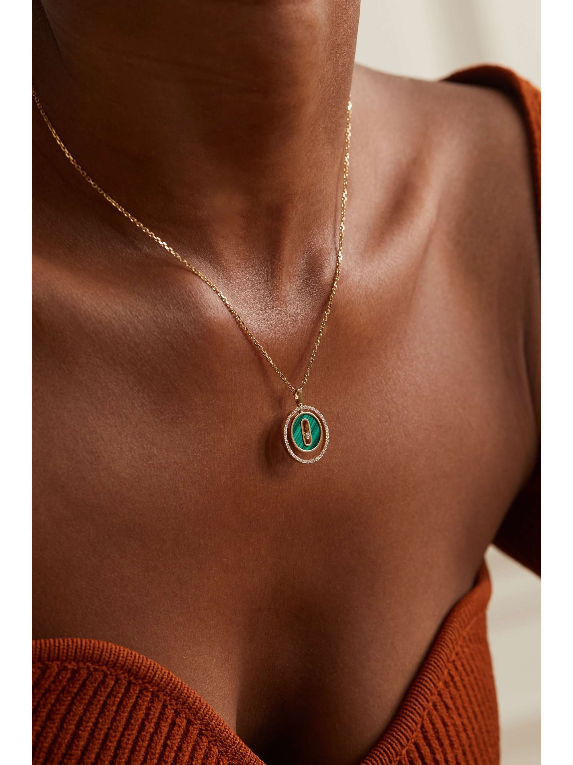 MESSIKA Lucky Move 18-karat rose gold, turquoise and diamond necklace