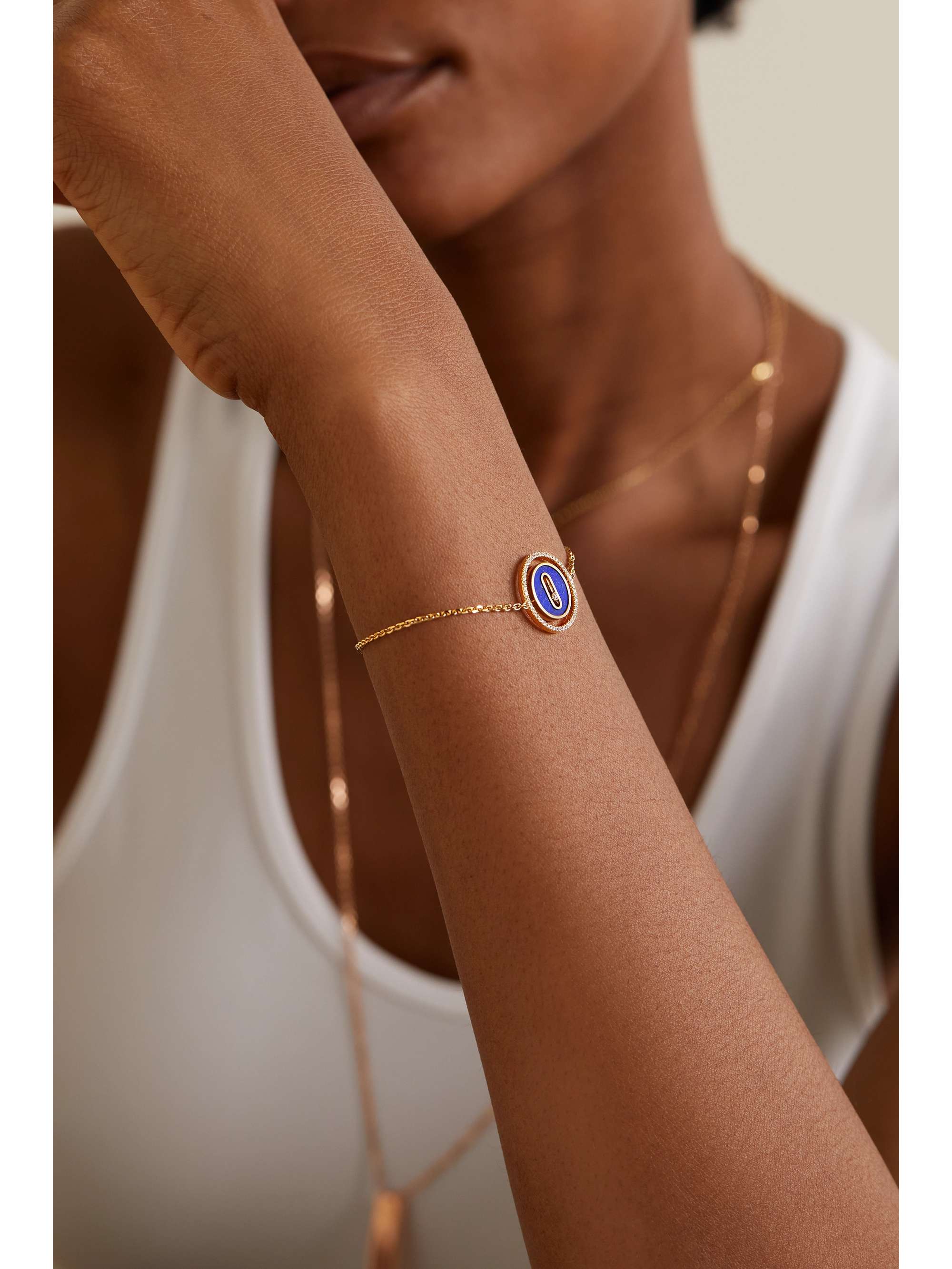 MESSIKA Lucky Move 18-karat gold, lapis lazuli and diamond bracelet
