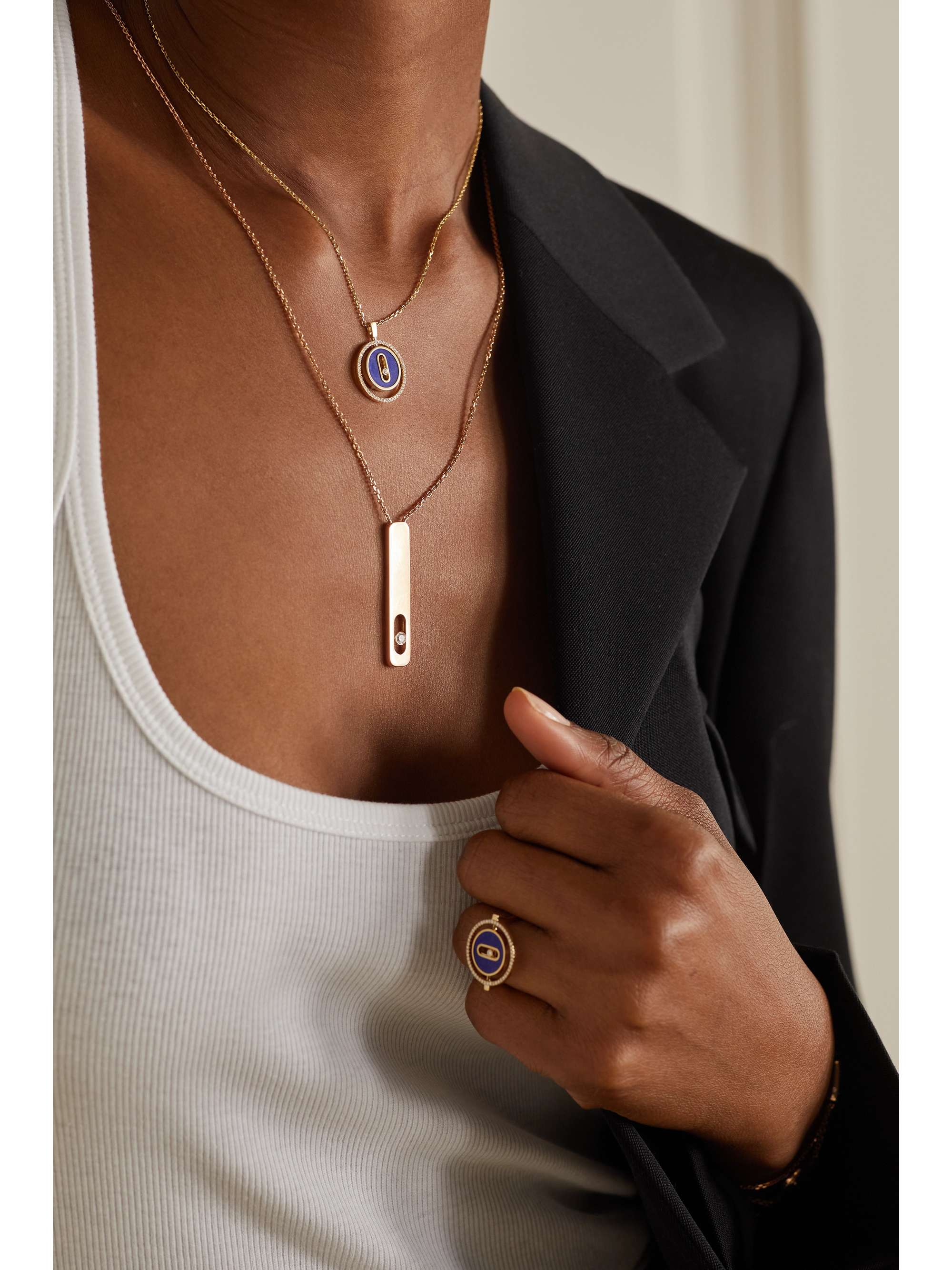 MESSIKA Lucky Move 18-karat rose gold, turquoise and diamond necklace