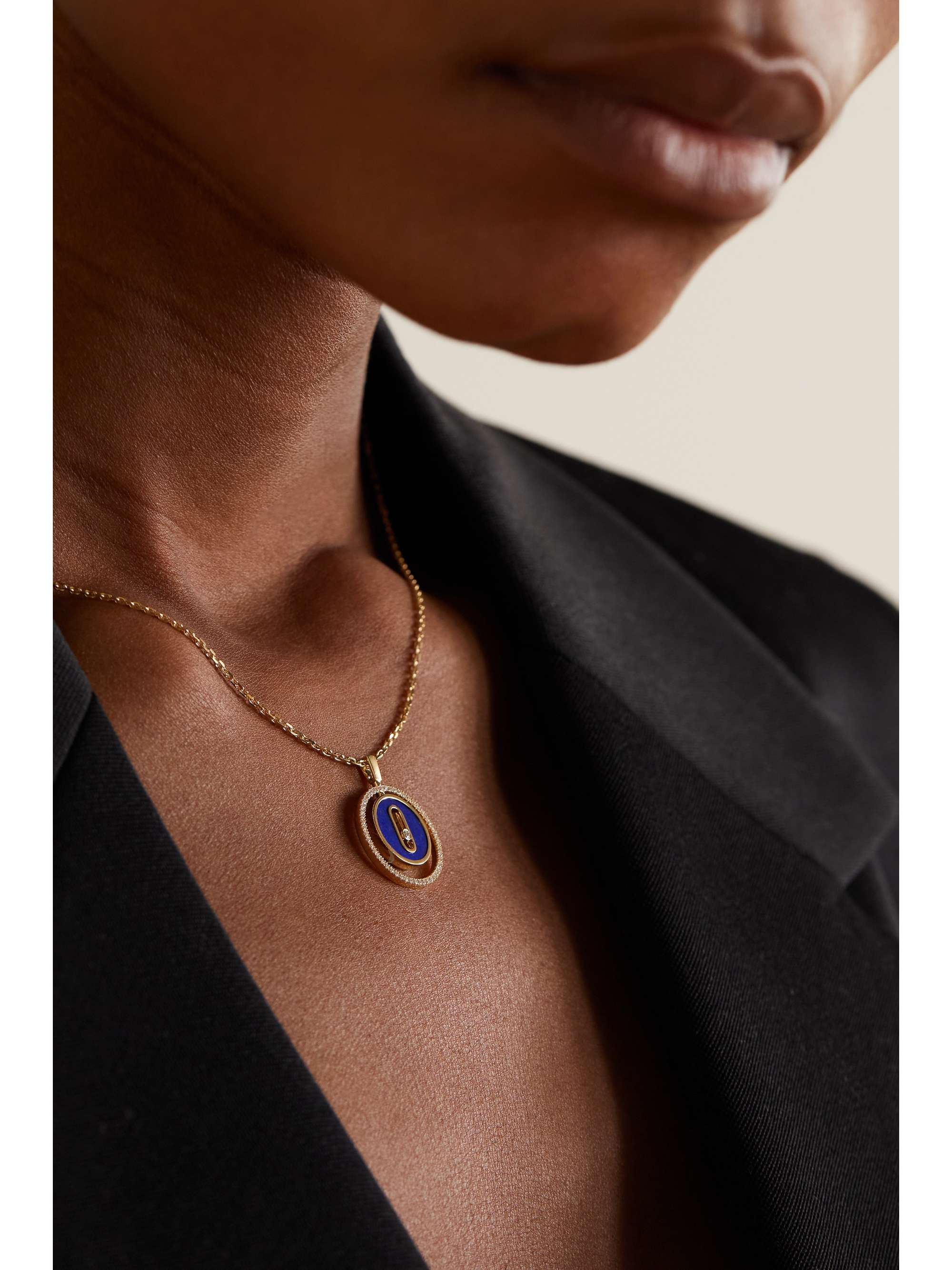 MESSIKA Lucky Move 18-karat rose gold, turquoise and diamond necklace