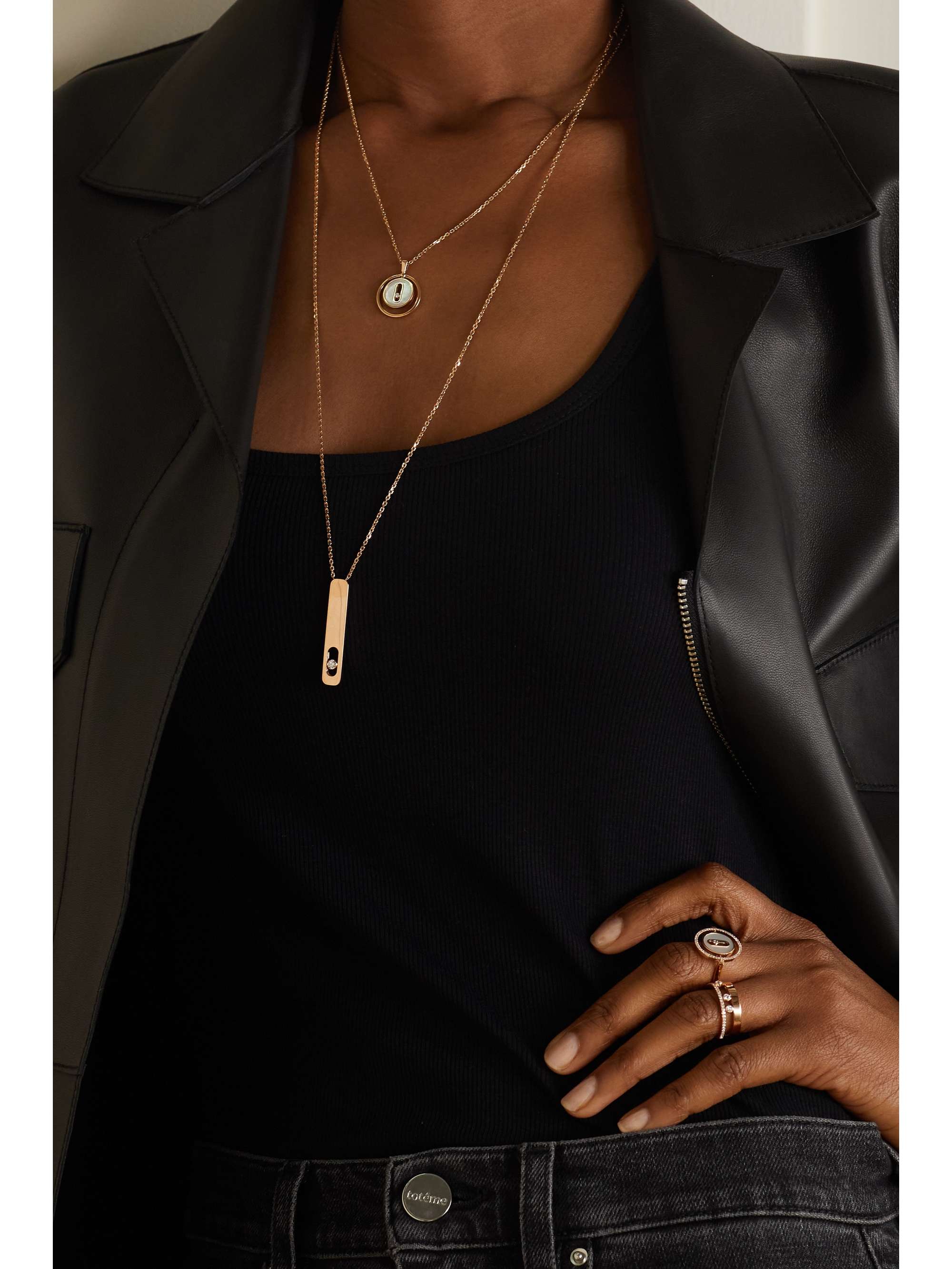 MESSIKA Lucky Move 18-karat rose gold, turquoise and diamond necklace