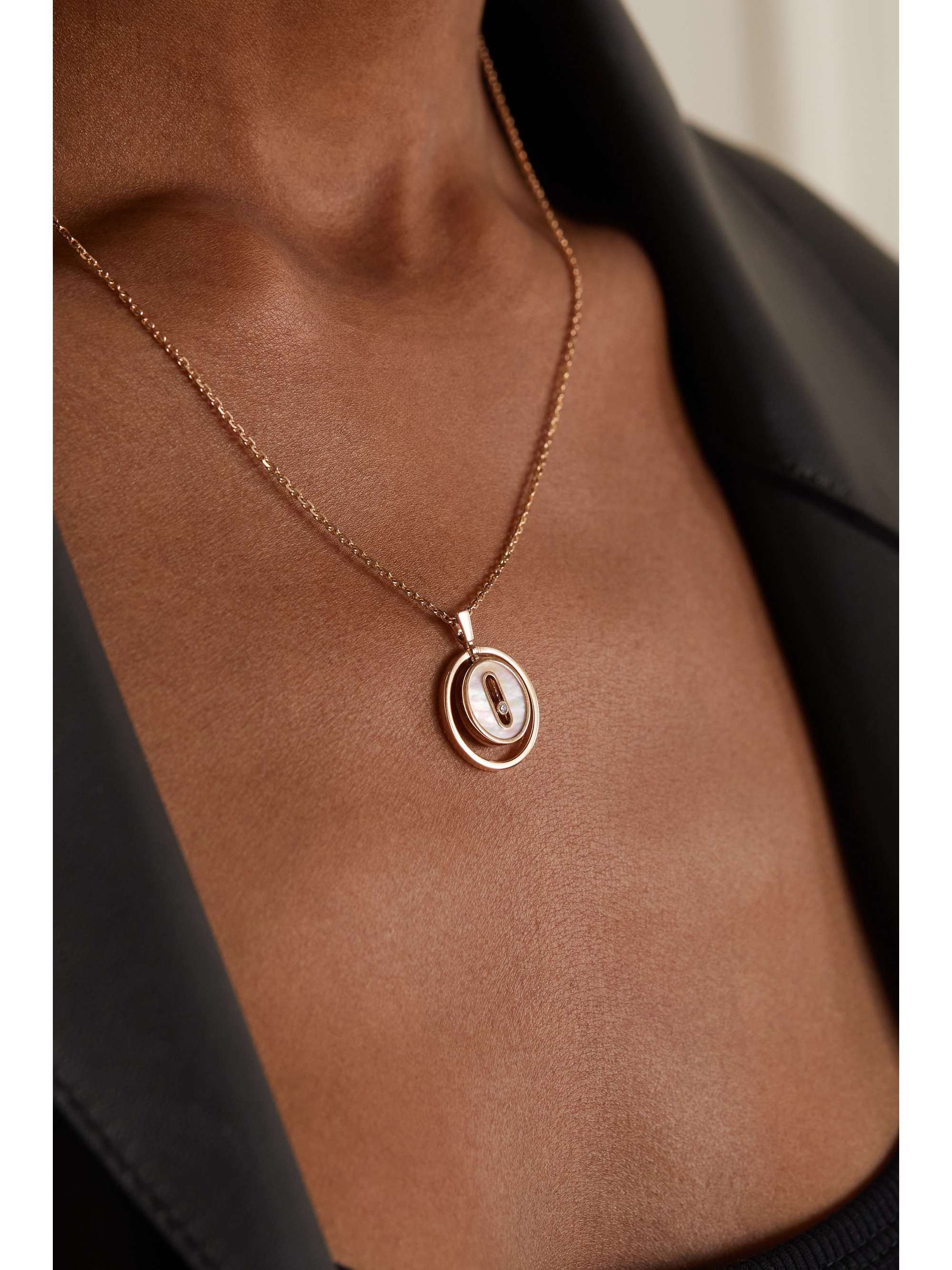 MESSIKA Lucky Move 18-karat rose gold, turquoise and diamond necklace