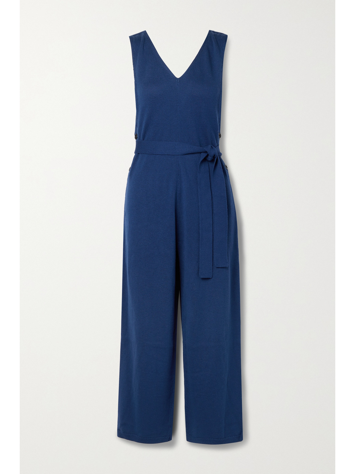 Alex Mill - Ollie Cropped Belted Wool And Cotton-blend Jumpsuit - Blue