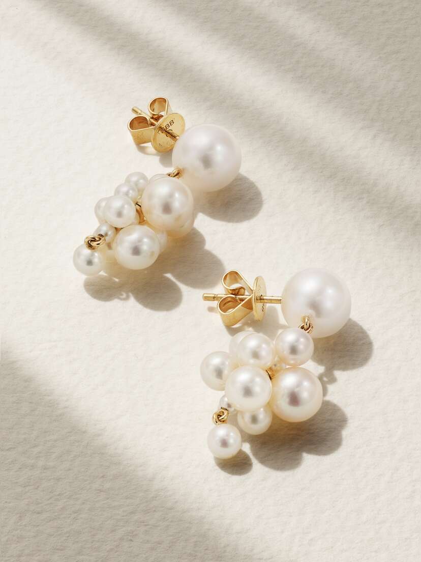 Sophie Bille Brahe Botticelli 14-karat Gold Pearl Earrings