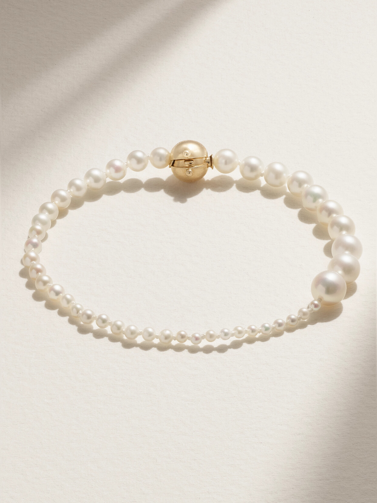 Shop Sophie Bille Brahe Petite Peggy 14-karat Gold Pearl Bracelet