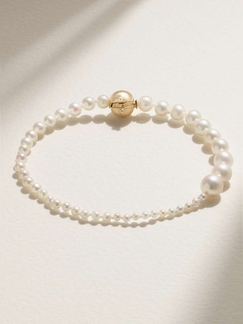 Sophie Bille Brahe Petite Peggy 14-karat Gold Pearl Bracelet