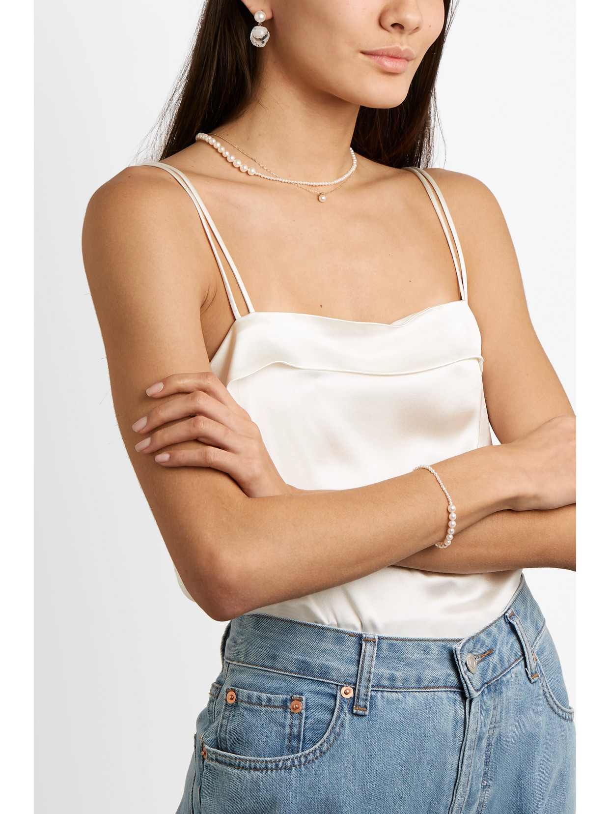 Sophie Bille Brahe Petite Peggy 14-karat Gold Pearl Bracelet