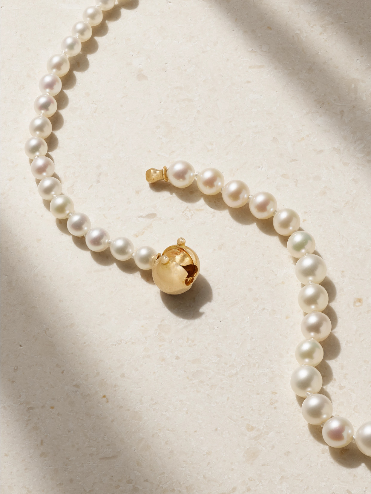 Shop Sophie Bille Brahe Petite Peggy 14-karat Gold Pearl Necklace